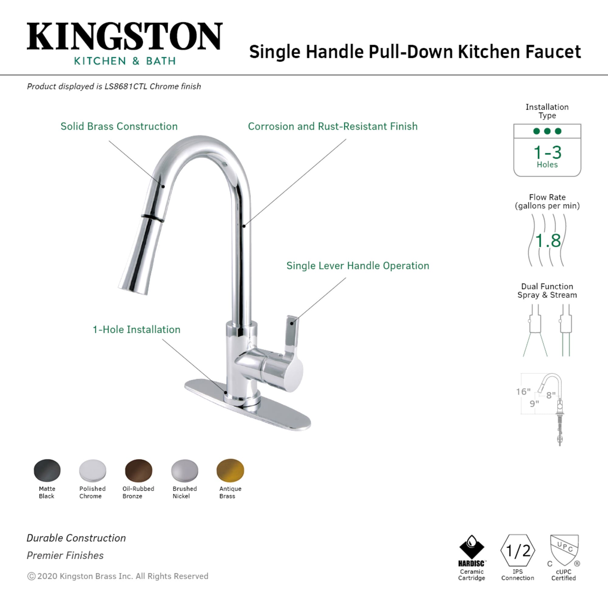 Kingston Brass WLLS8680CTL Kitchen-Faucets - View #3