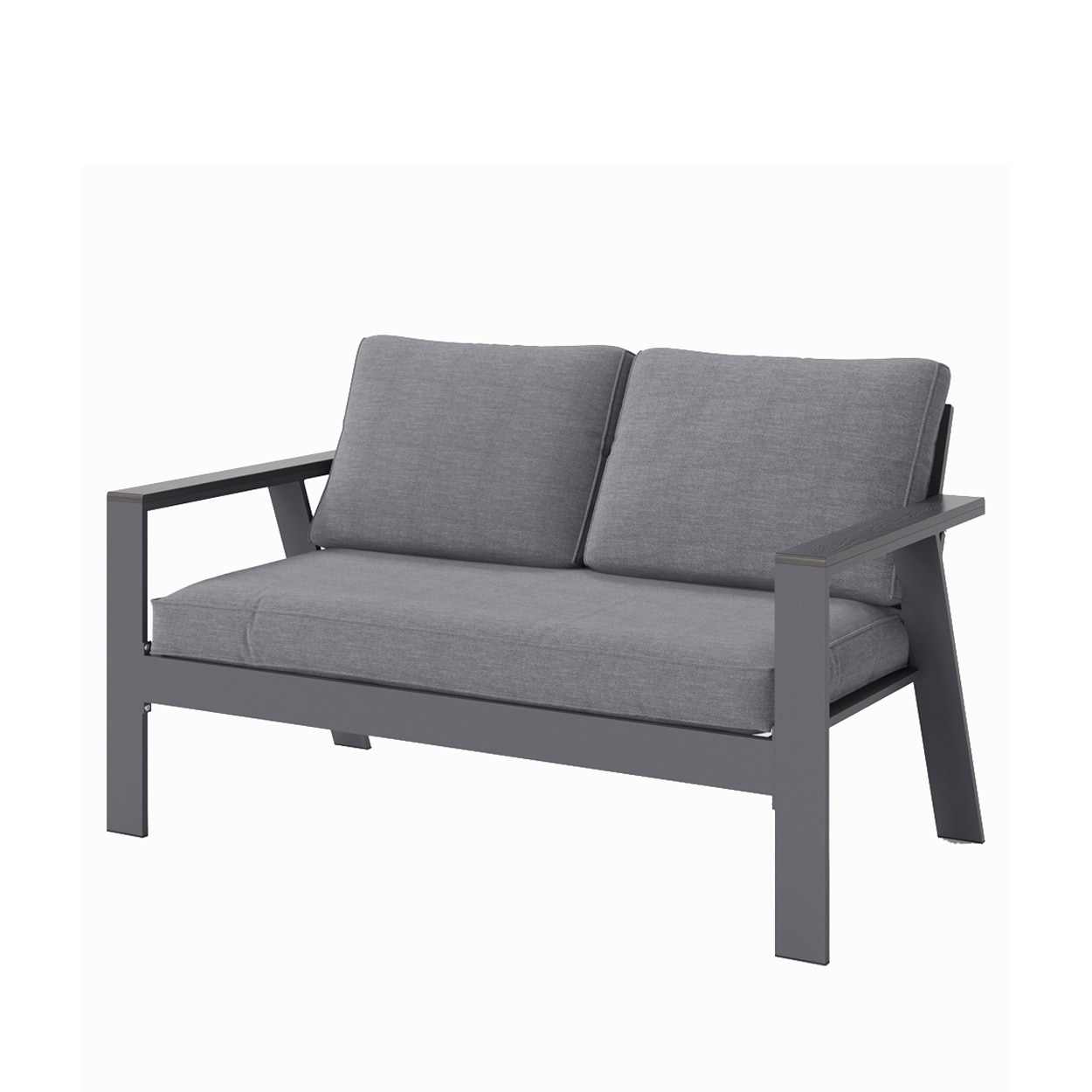 AHIOU HOME ZAAHG-P160653PS Holland Outdoor Loveseat with Gray Cushions and Aluminum Frame