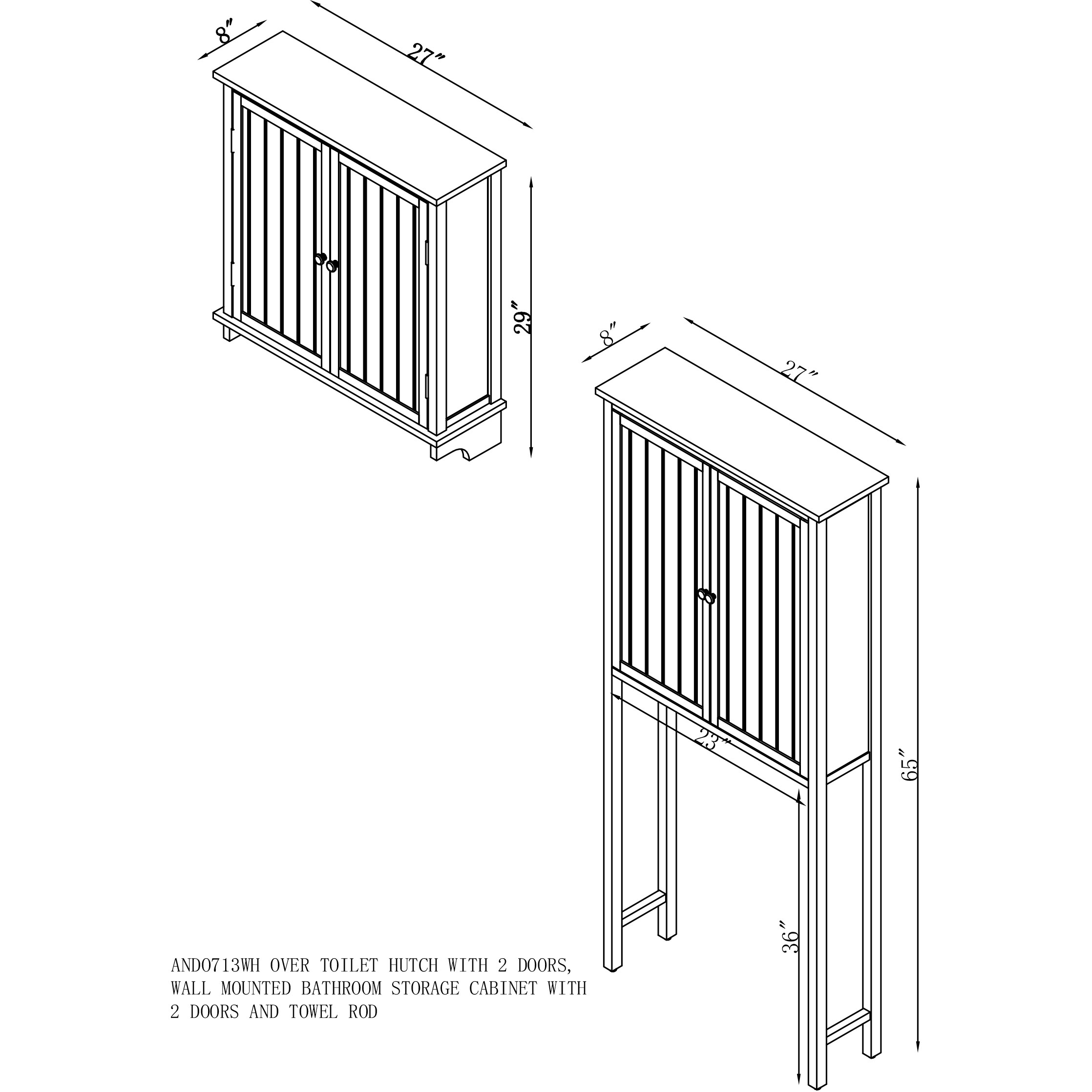 Dover 27 in. W Wall-Mounted Bathroom Shelf with 2 Towel Rods in White