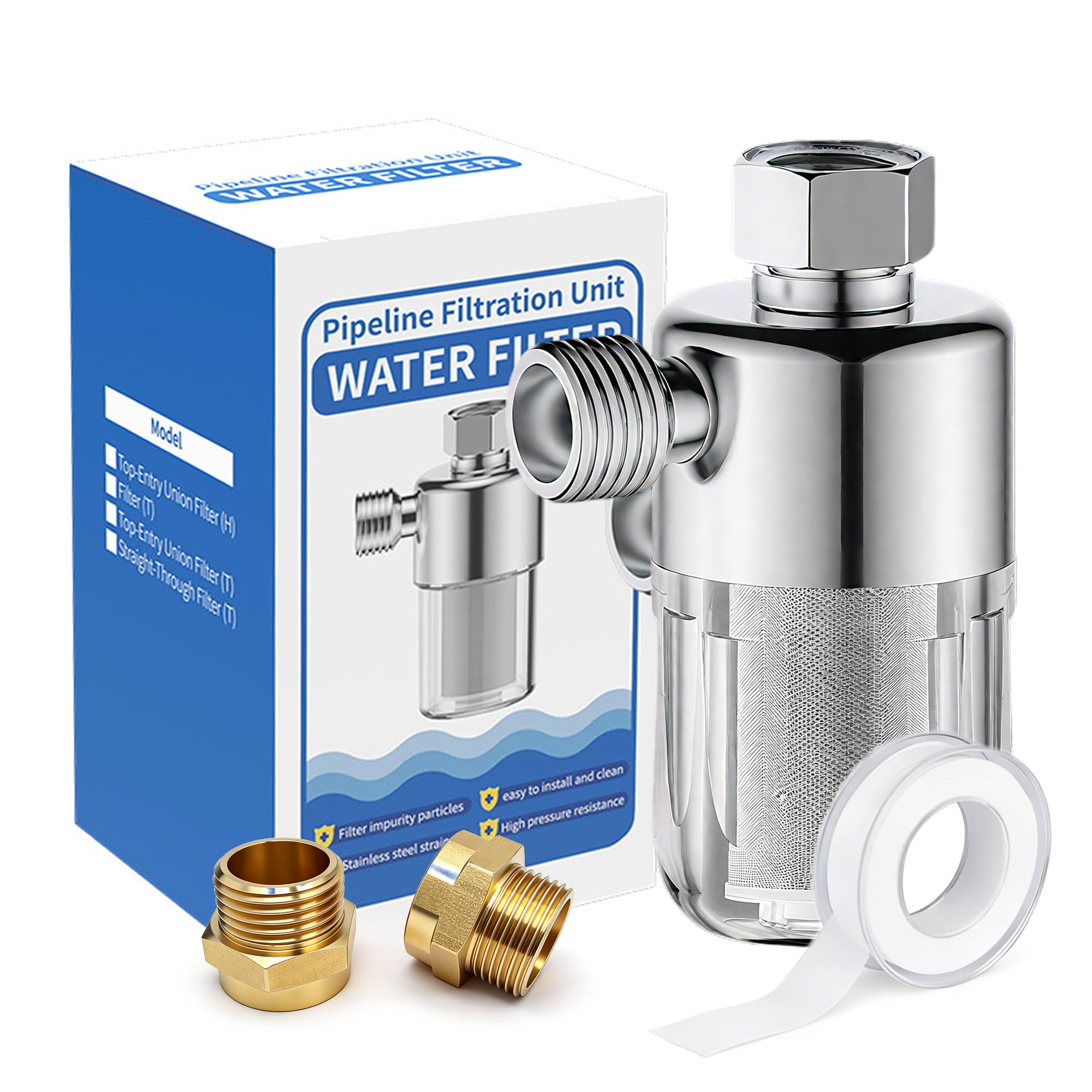 Adrinfly Washing Machine Water Filter 40 Micron Reusable Brass Inline ...