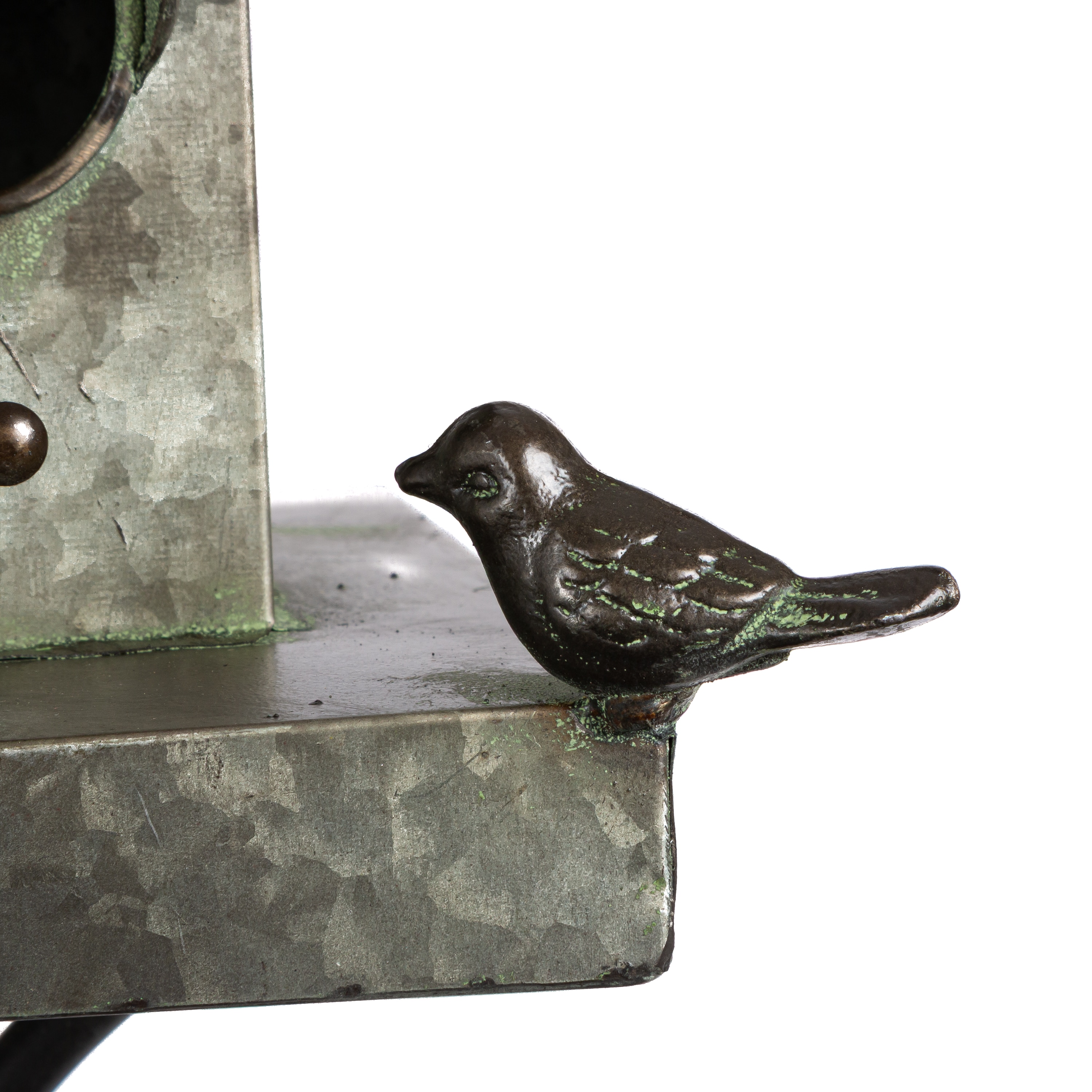 76 Inch Rustic Silver Metal Birdhouse Yard Stake