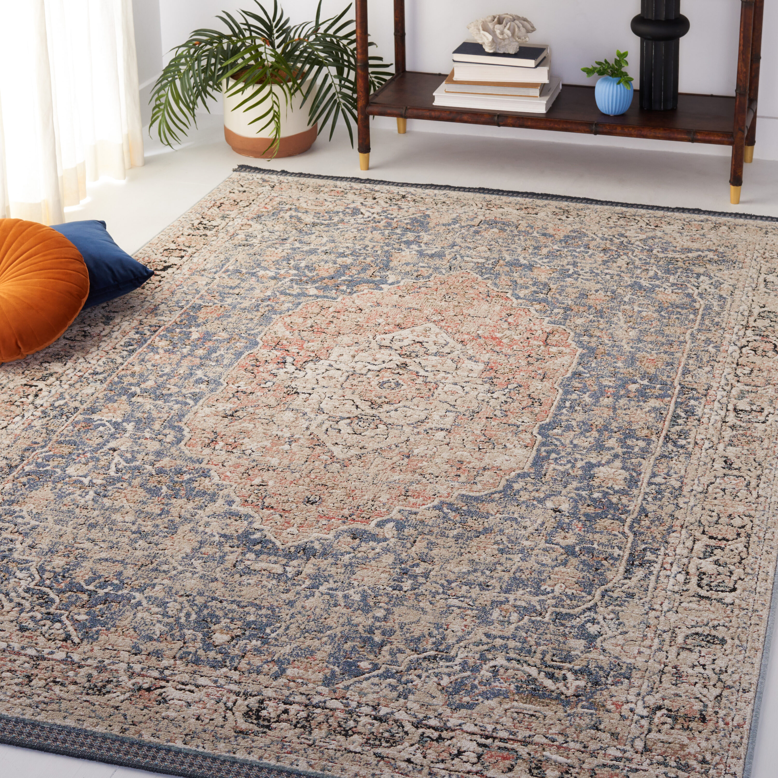 Vivaldi 565M Blue/Rust 5 x 8 Rectangular Area rug