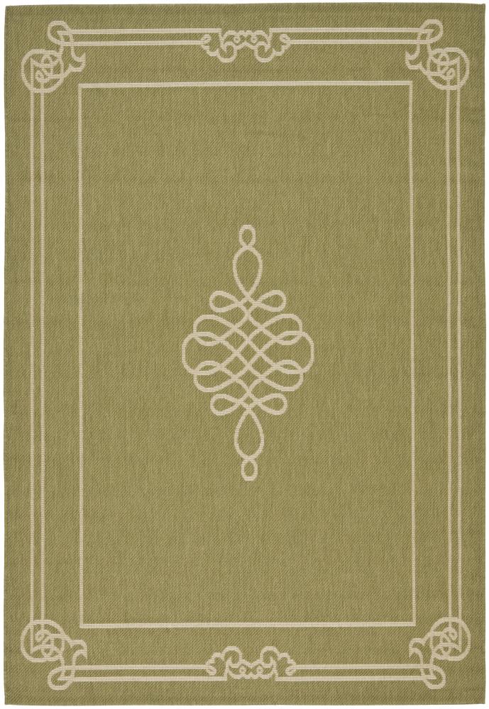 Safavieh CY6788-24-8 Courtyard Mesnil 8 x 11 (ft) Loomed Polypropylene Green/Creme Rectangular Indoor/Outdoor Border Area rug