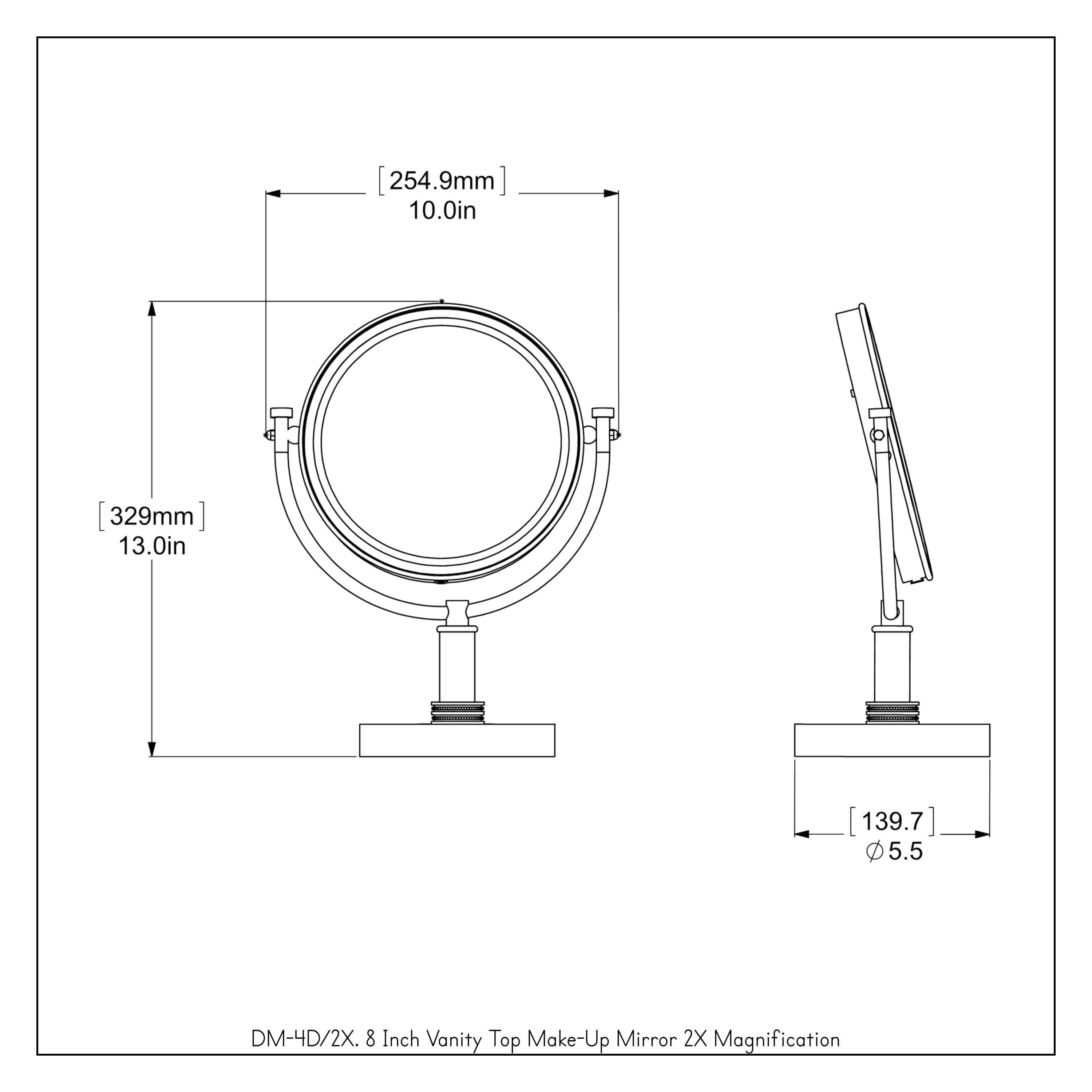 Allied Brass 8-in x 15-in Antique Copper Double-Sided Magnifying Countertop Vanity Mirror