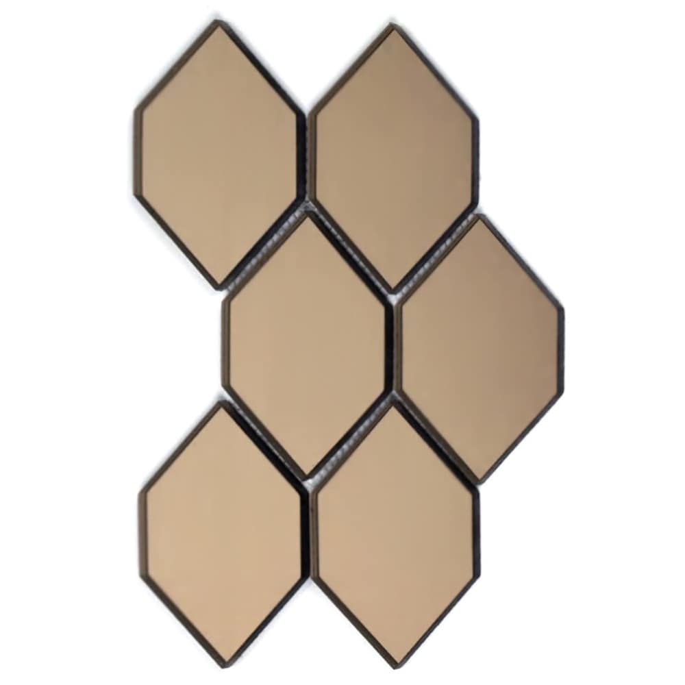 Abolos LWSFOB0306-BR[P] Reflections Gold 9-in x 12-in Mirrored Glass Patterned Hexagon Mosaic Wall Tile ( 10.4-sq ft Carton )