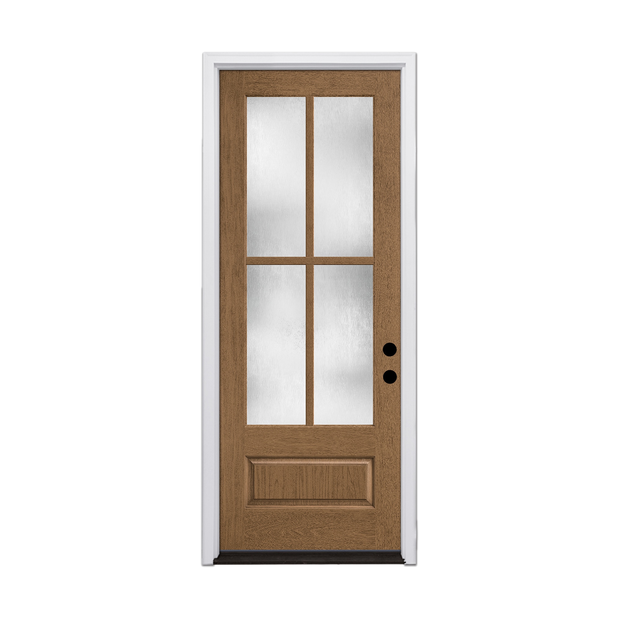 Therma-Tru 36-in x 96-in Fiberglass 3/4 Lite Stained Prehung Front Door with Brickmould Insulating Core