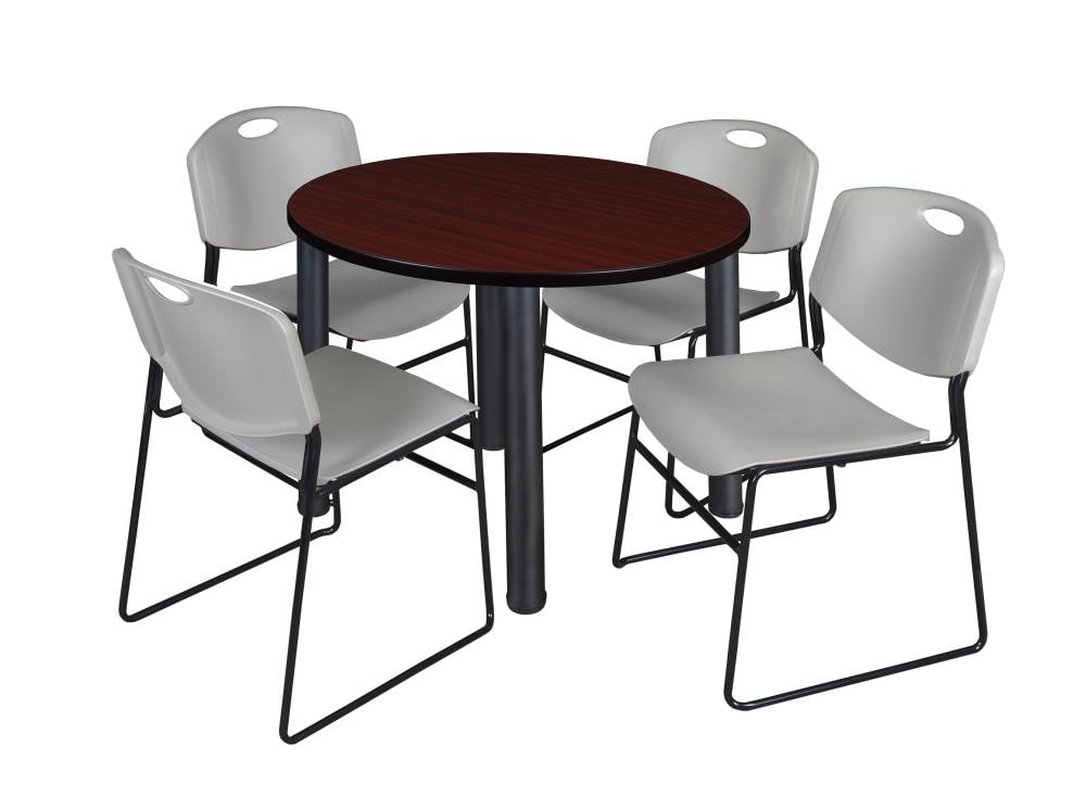 Regency TB42RNDMHBPBK44GY Breakroom Brown 4-Person Training Table (42-in W x 29-in H)