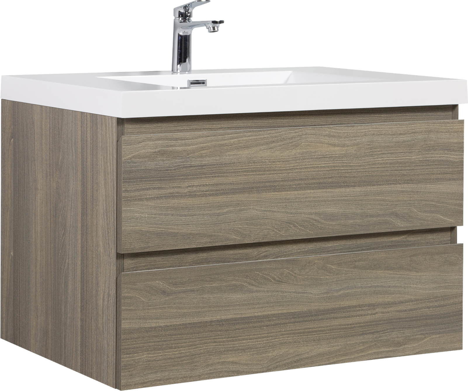 Tatayosi Grey Wood Wall Mounted Bathroom Vanity With Ceramic Sink and Drawers #P-DJ-102537