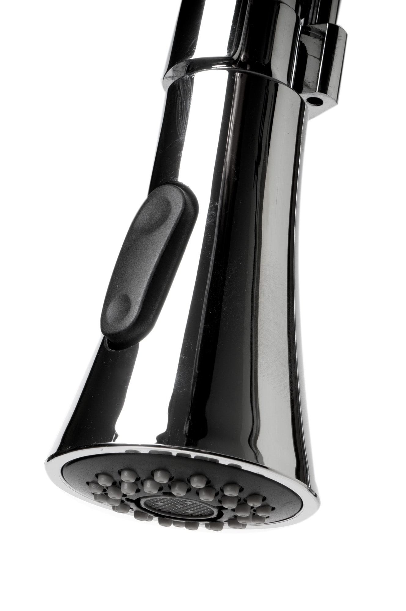 Polished Chrome Pull Down Kitchen Faucet with Black Rubber Stem