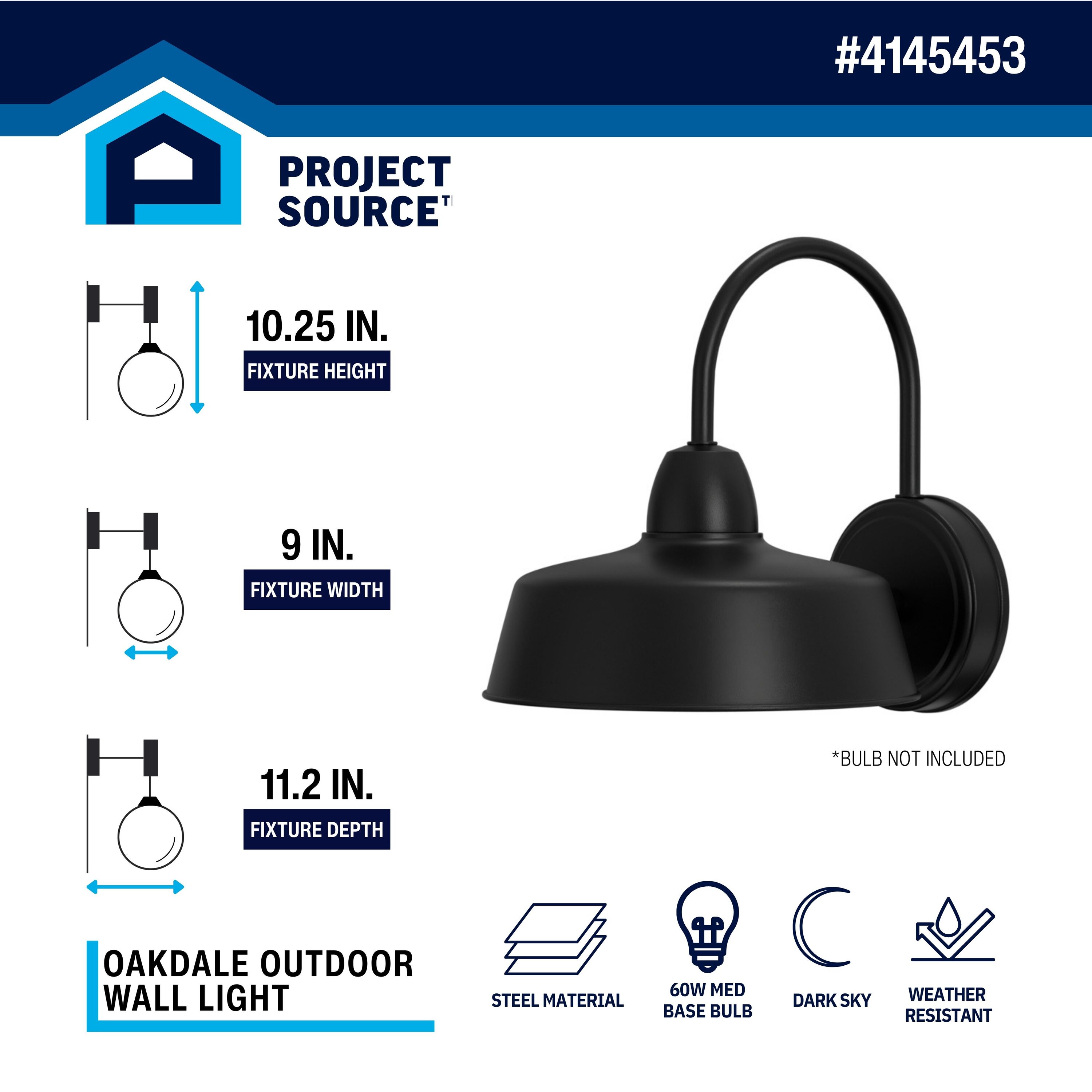Project Source WLS141MBK Outdoor-Wall-Lighting - View #3