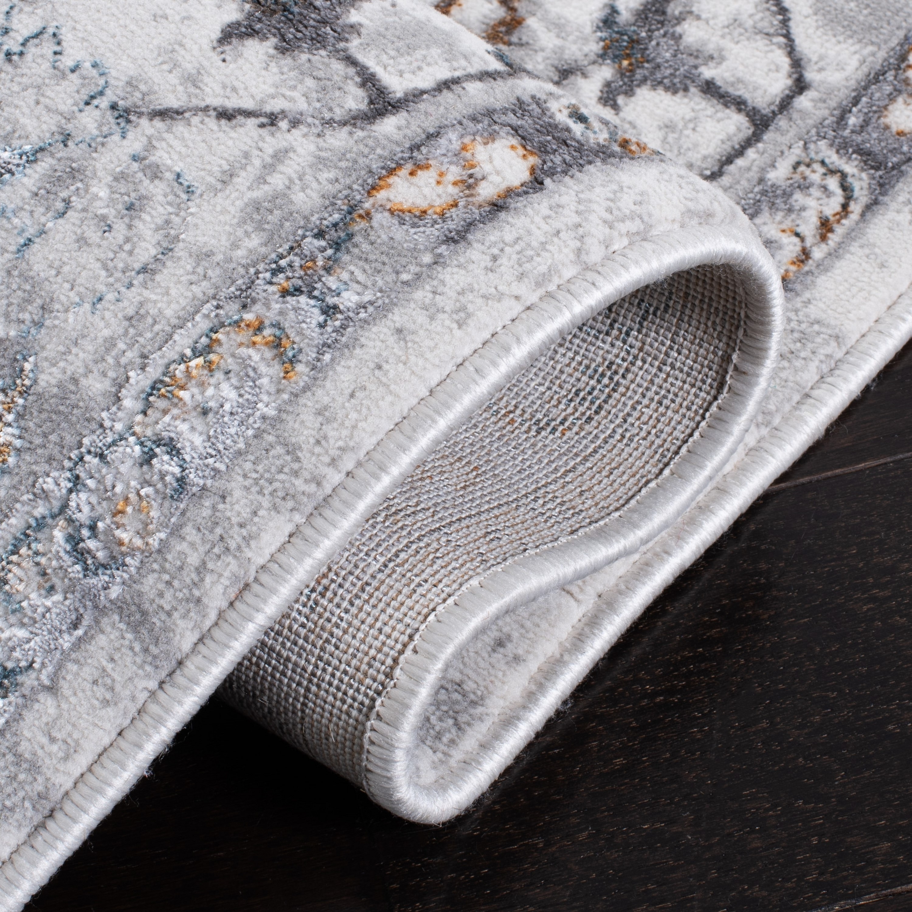 Reversible Abstract Gray Synthetic 9' x 12' Area Rug