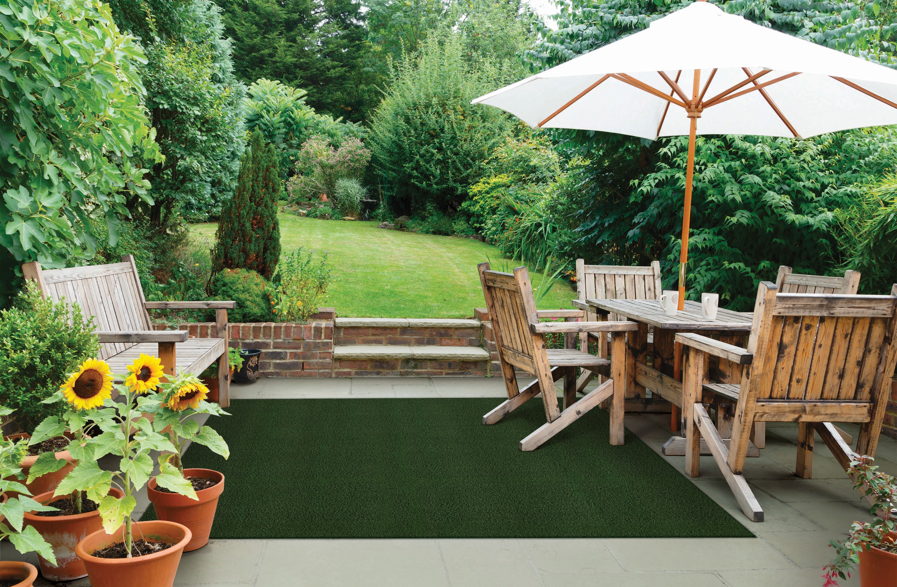 Project Source 6 X 8 (ft) Green Indoor/Outdoor Solid Area Rug