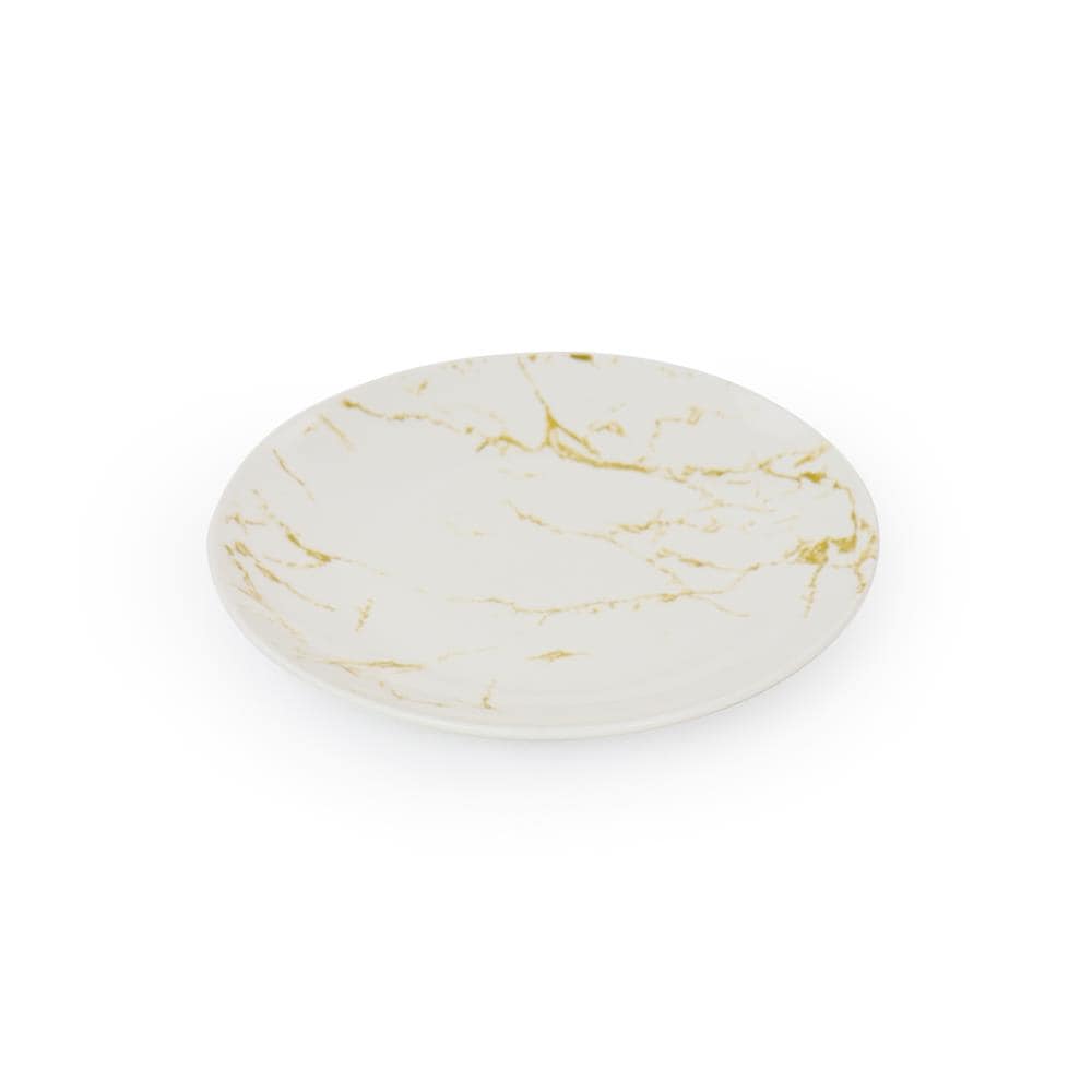 White and Gold Marble Ceramic Dinnerware Set, Service for 4