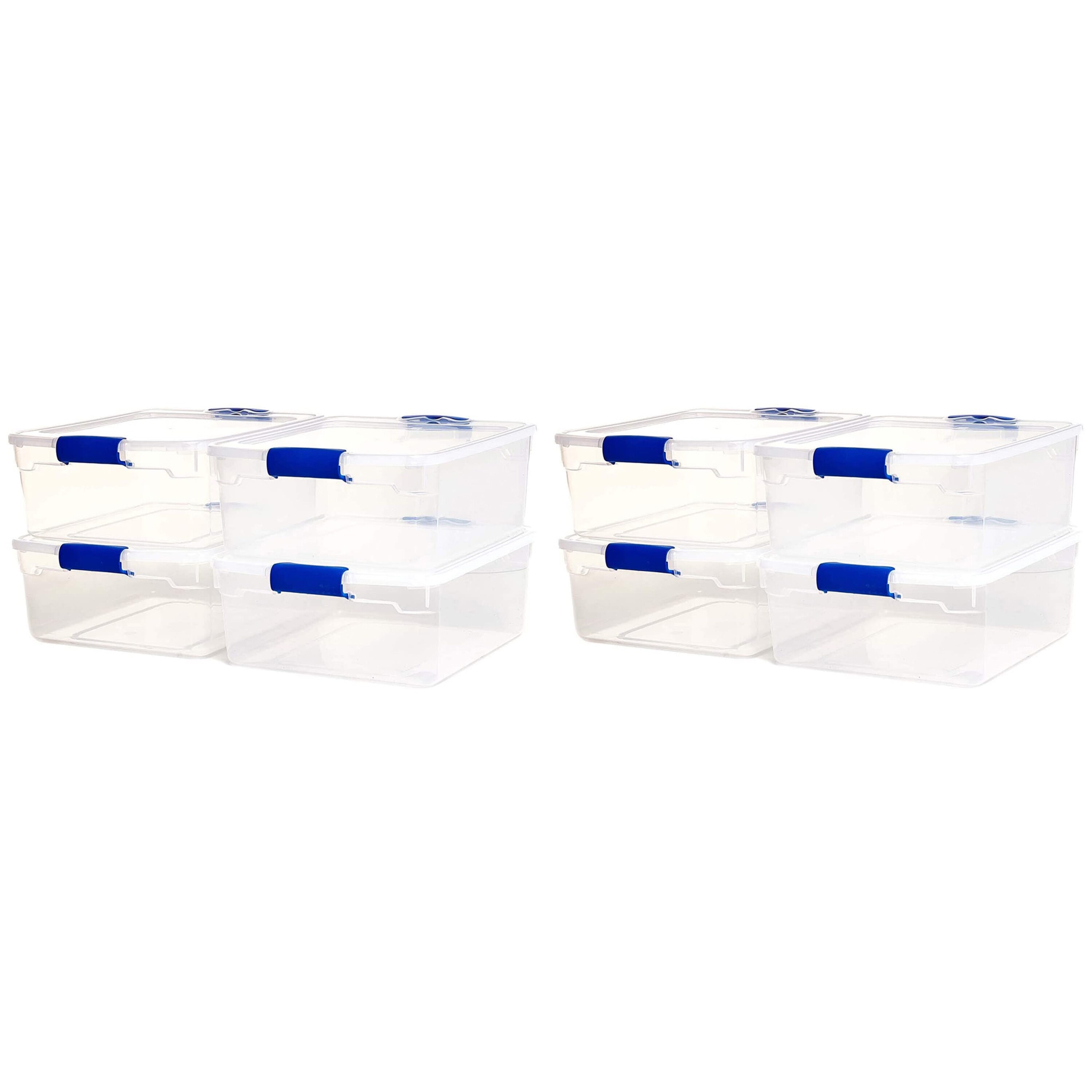 Homz Products 200958 8 -Pack Medium 3.88 -Gallons ( 15.5 -Quarts ) Clear Heavy Duty Tote with Latching Lid
