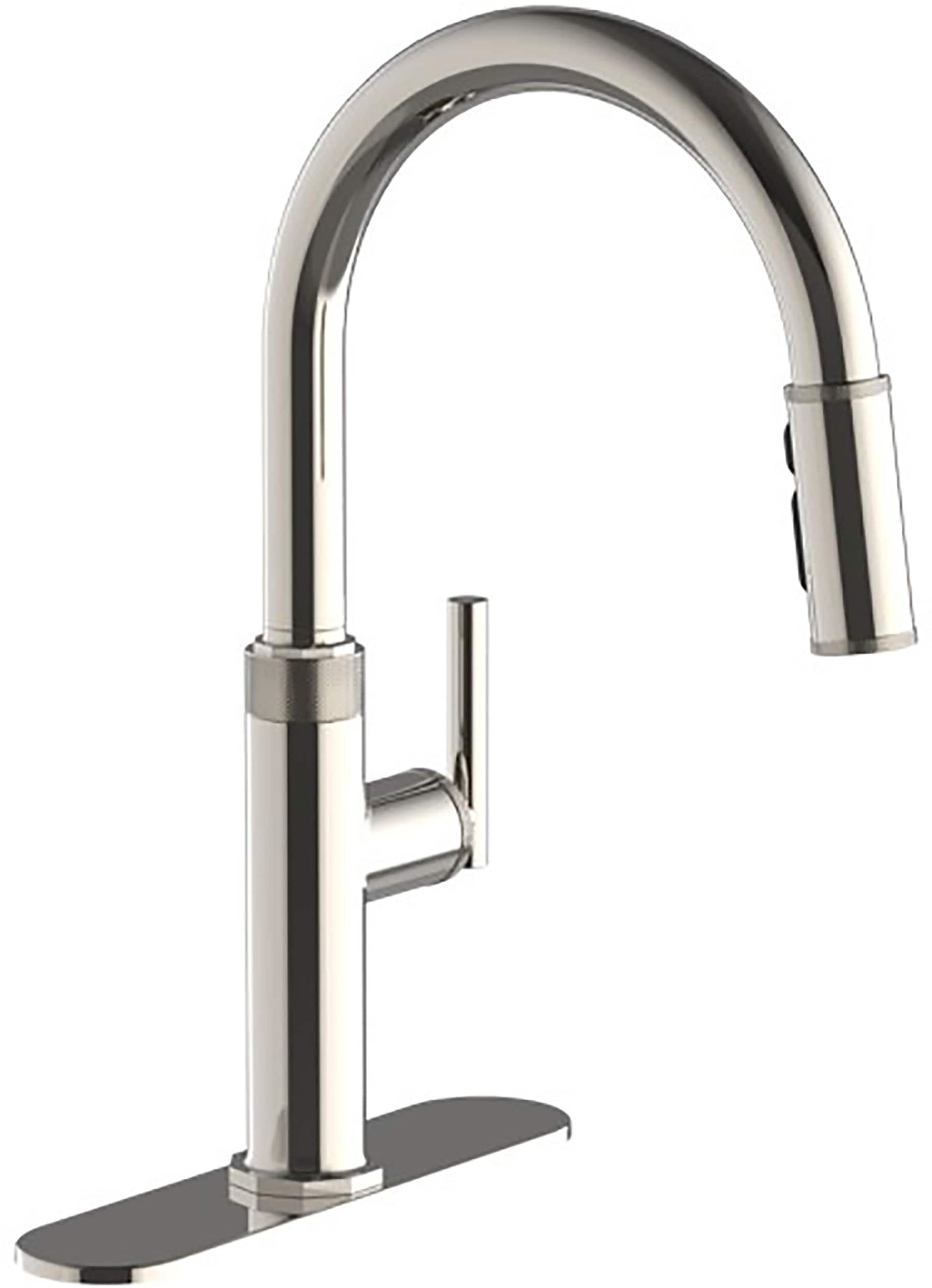KOHLER R31627-SN Lathe Polished Nickel Single Handle Deck-mount Pull-down Kitchen Faucet with Sprayer ( Deck Plate Included )
