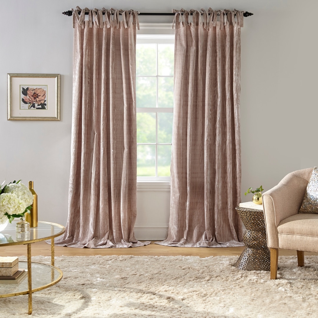 Elrene Home Fashions 739550349146 95-Inches Taupe Light filtering Tie top Single curtain panel
