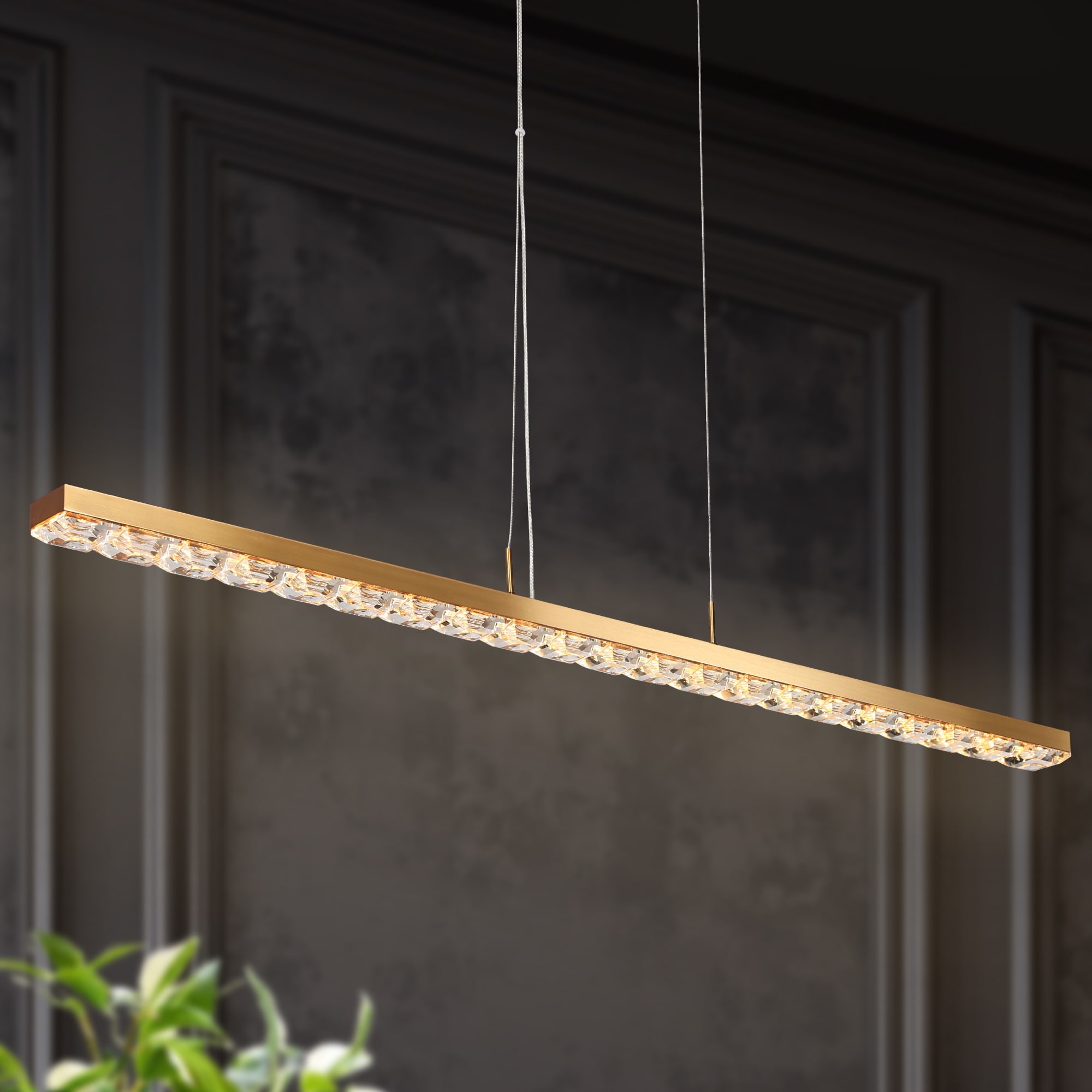 Uolfin JVMU7B-LWS24580-H7 1 -Light Gloss Gold Modern/contemporary Integrated LED For Use in Bedrooms, Dining Rooms, Foyers, Kitchens, Living Rooms Chandelier