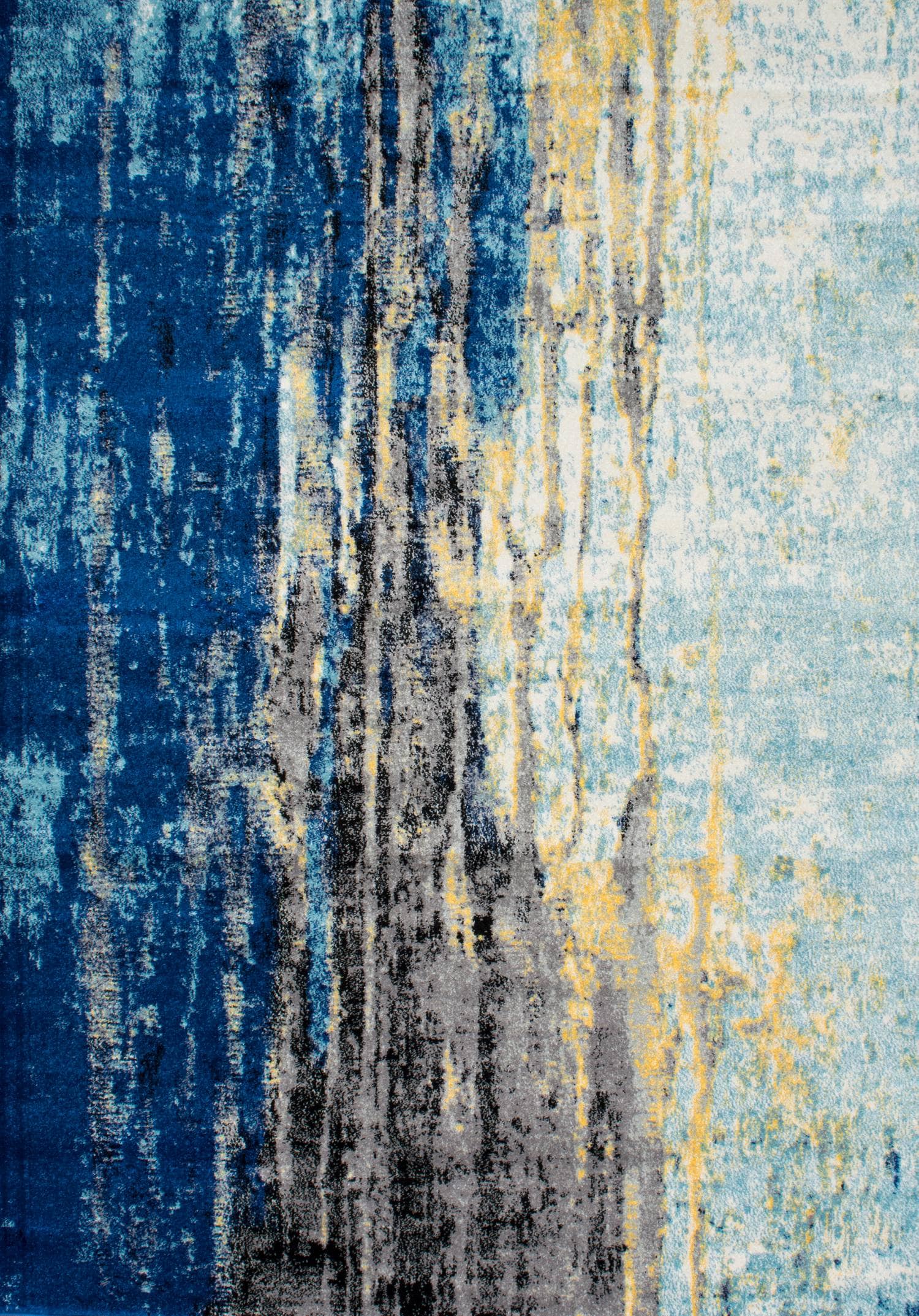 Modern Abstract Blue 8' Square Synthetic Area Rug