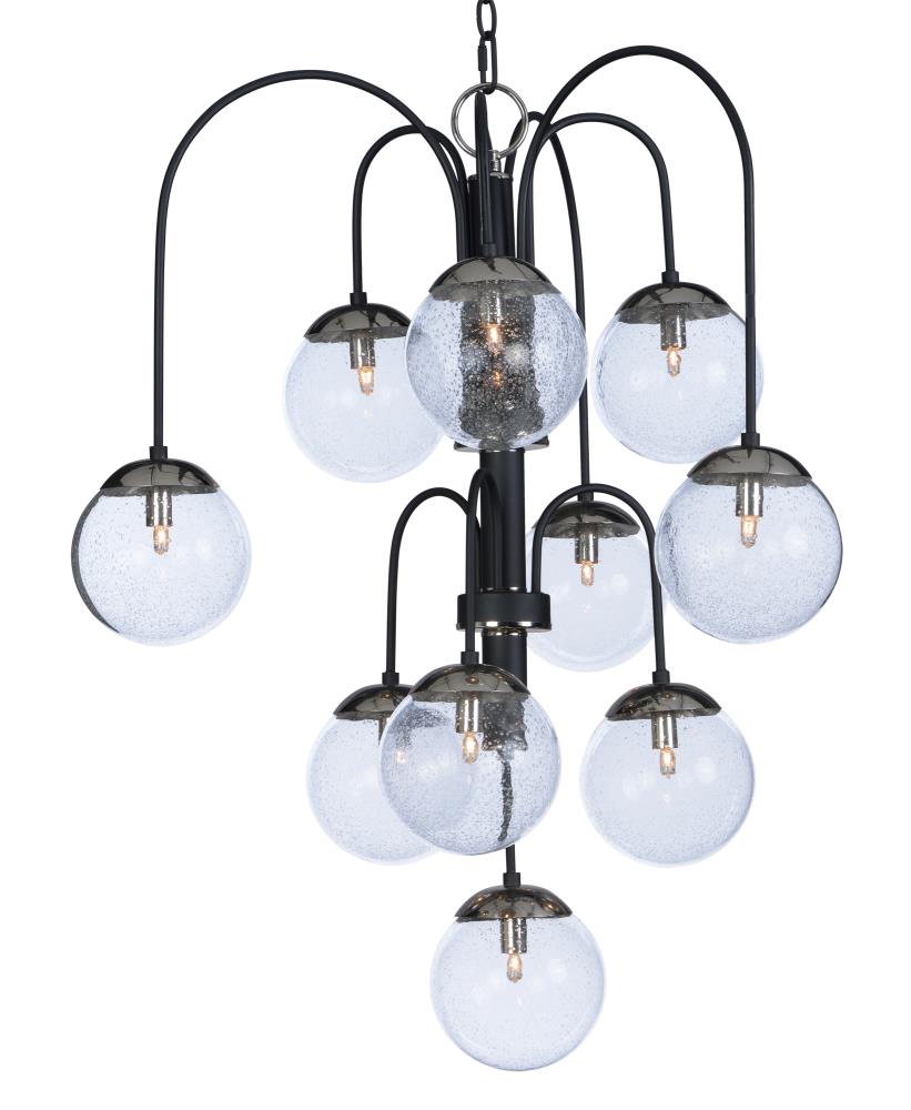 Maxim Lighting 20469BGTXBPN/BUX Reverb 10-Light Textured Black/Polished Nickel Transitional Chandelier