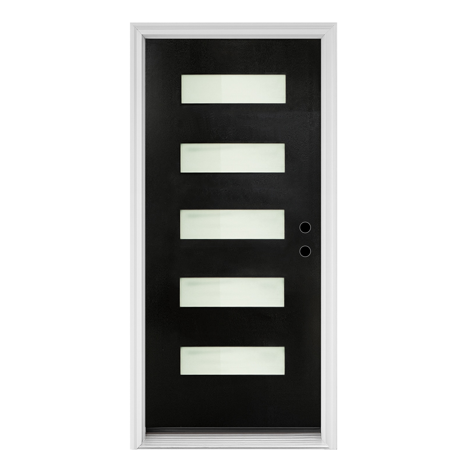 Vynxaria 36-in x 80-in Black Fiberglass Prehung Entry Door With Frosted Glass, Left-Hand Inswing
