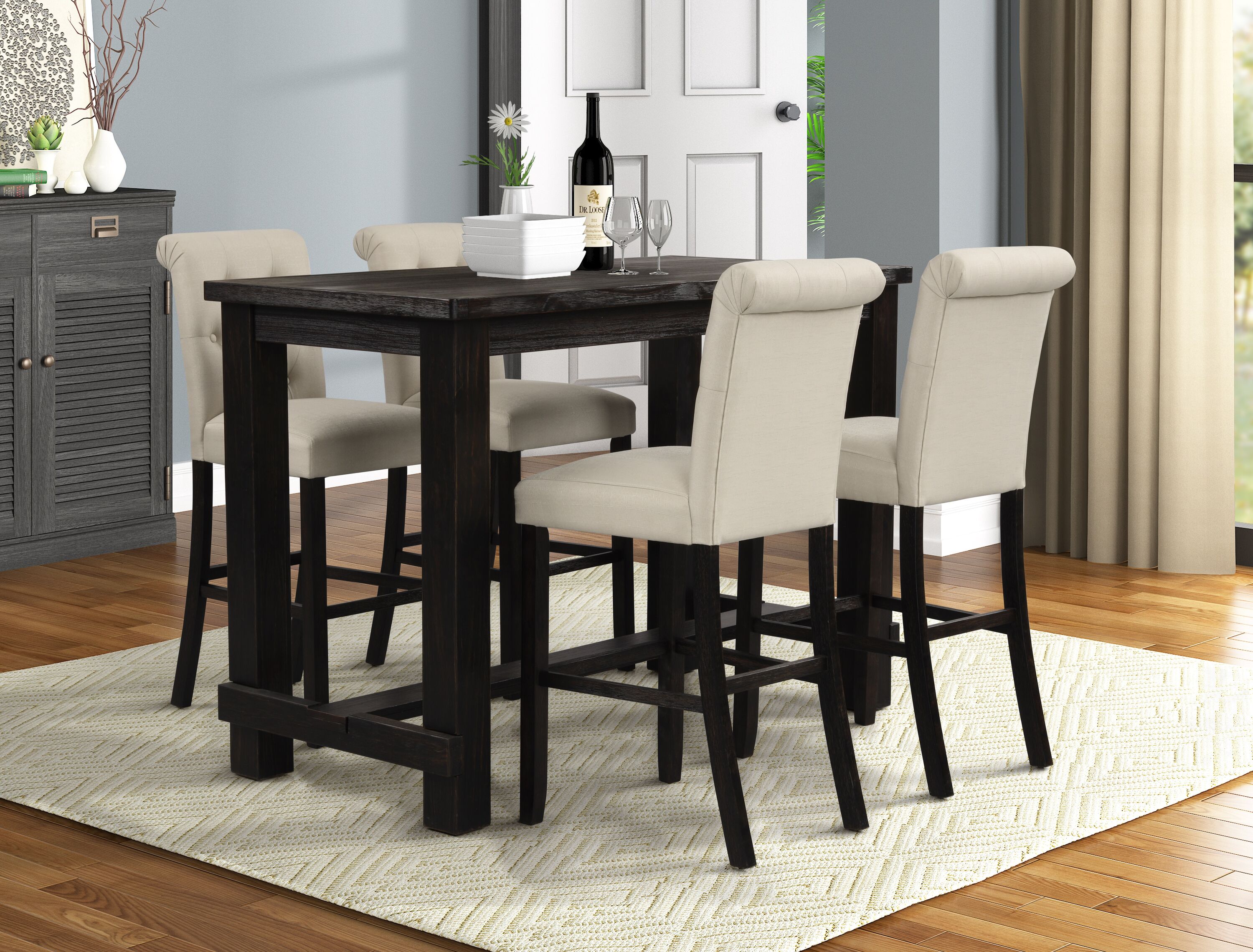 Roundhill Furniture PT186BK-PC362TAX2 Dining-Sets - View #2