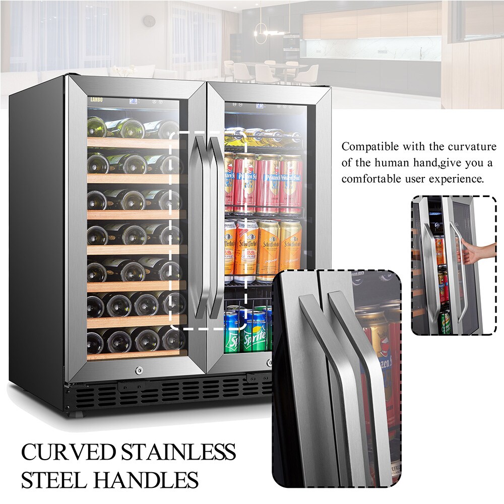 LANBO 29.5-in W 33-Bottle Capacity Black, Stainless Stain Dual Zone Cooling  Built-In /freestanding Wine Cooler in the Wine Coolers department at