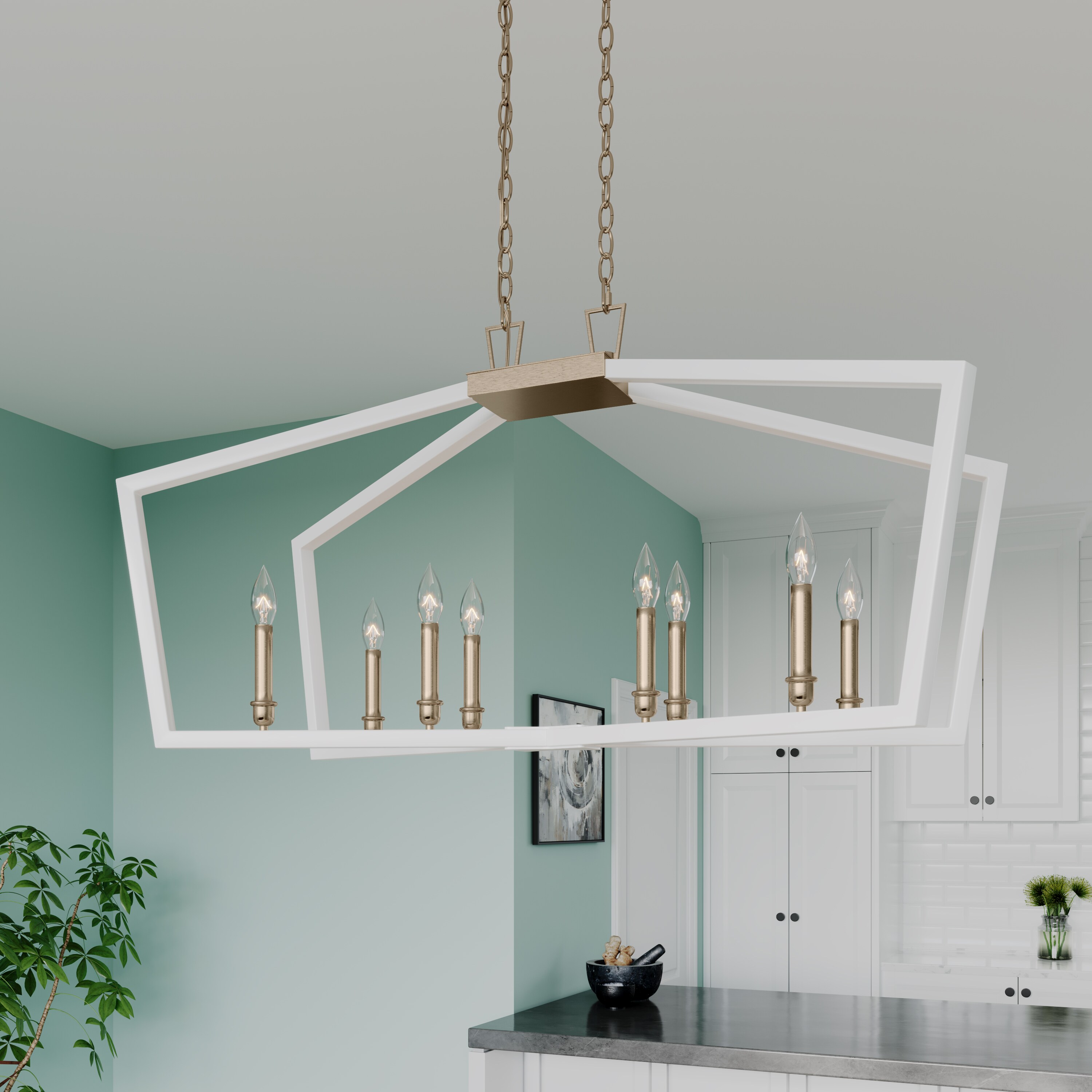 Millennium Lighting 4528-MW/MG Lizabeth 8 -Light Matte White Metal Chandelier