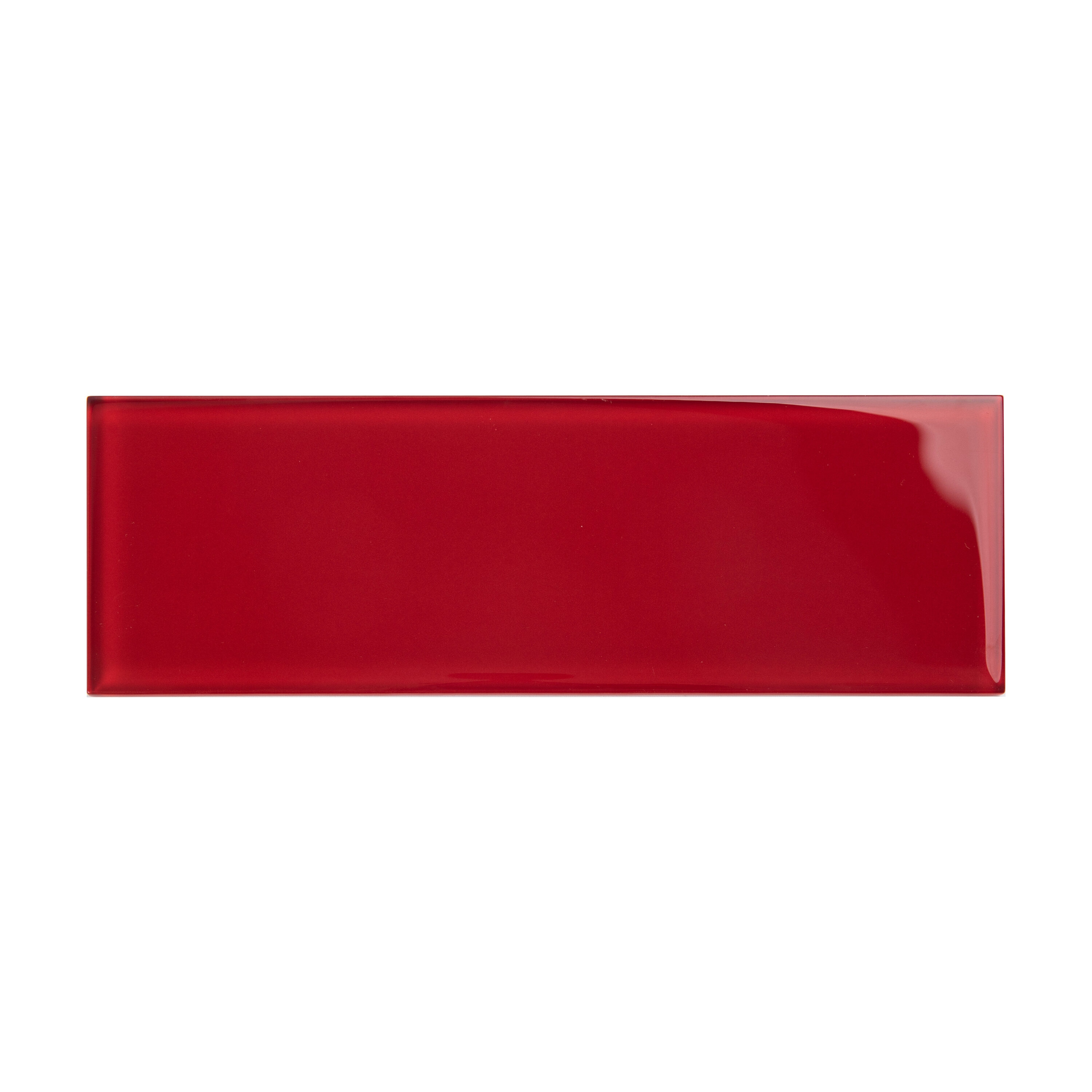 Giorbello (Sample) Ruby Red 3-in x 9-in Glossy Glass Subway Wall Tile