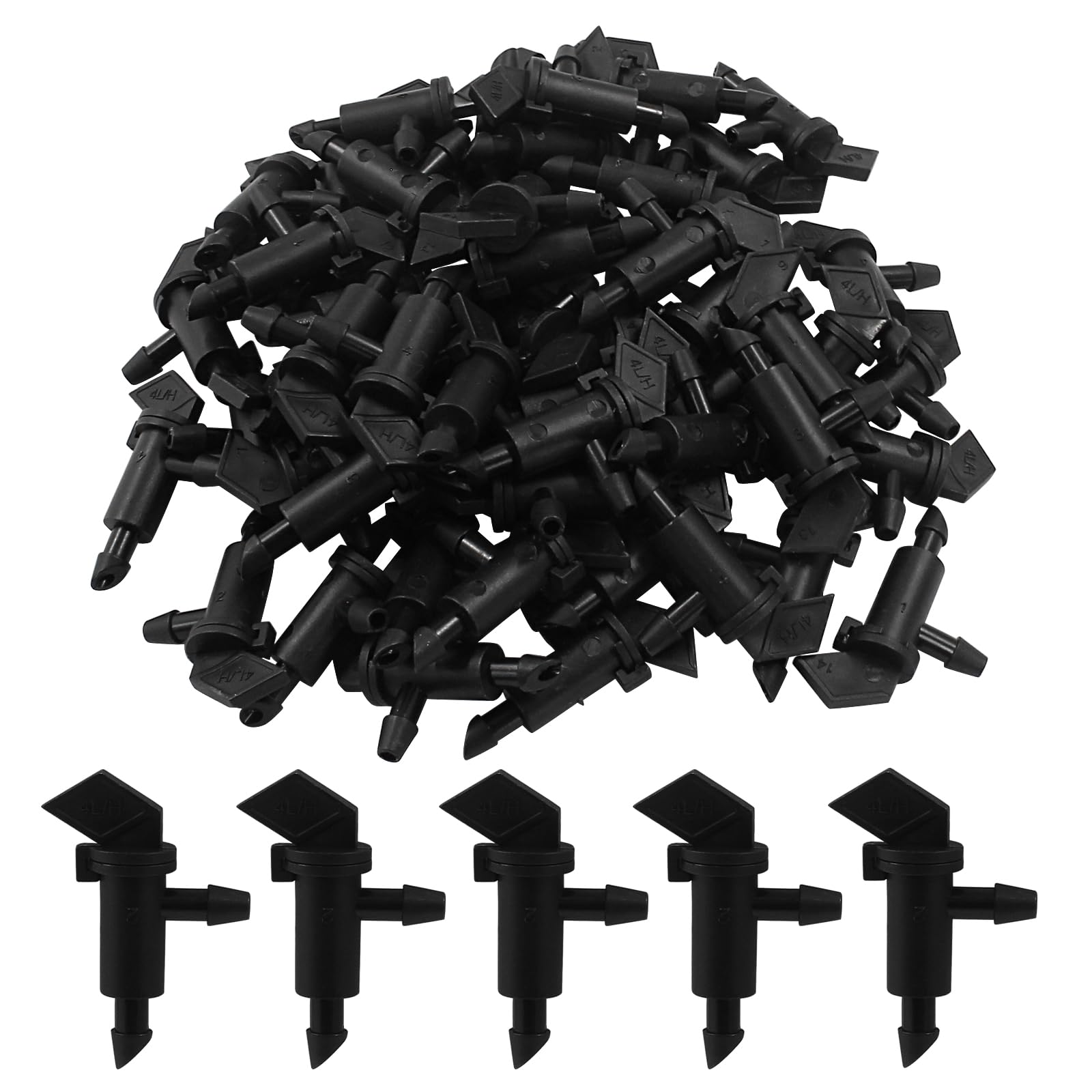 KIWDZFU  60 pcs Drip Emitter 1 GPH Garden Flag Irrigation Drippers for Trees Shrubs Bushes Watering Durable Plastic for Half Inch and Quarter