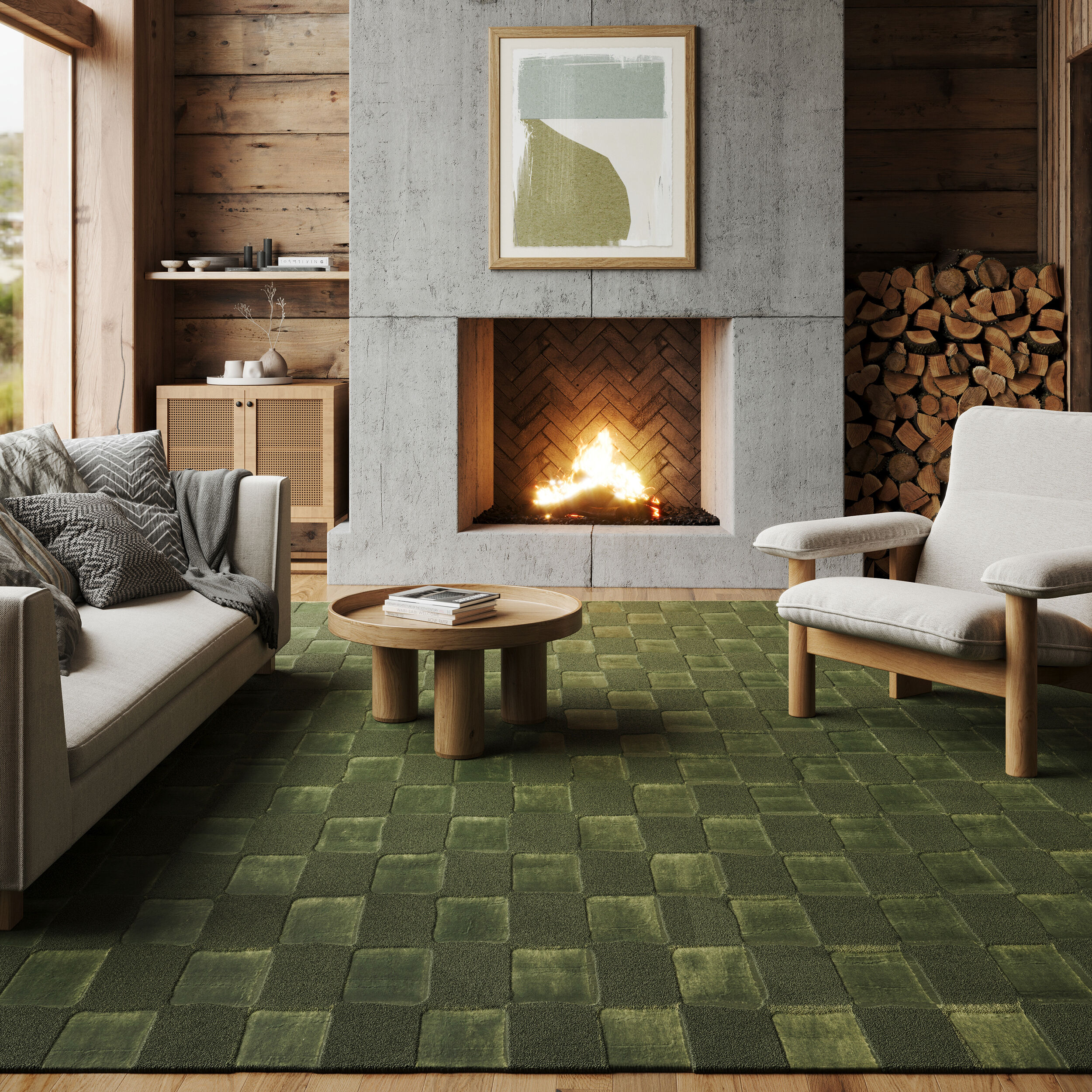 nuLOOM 200MEGR05A-6709 Alaiya Checkered Machine Washable 6ft. 7in. x 9ft. Green Area Rug