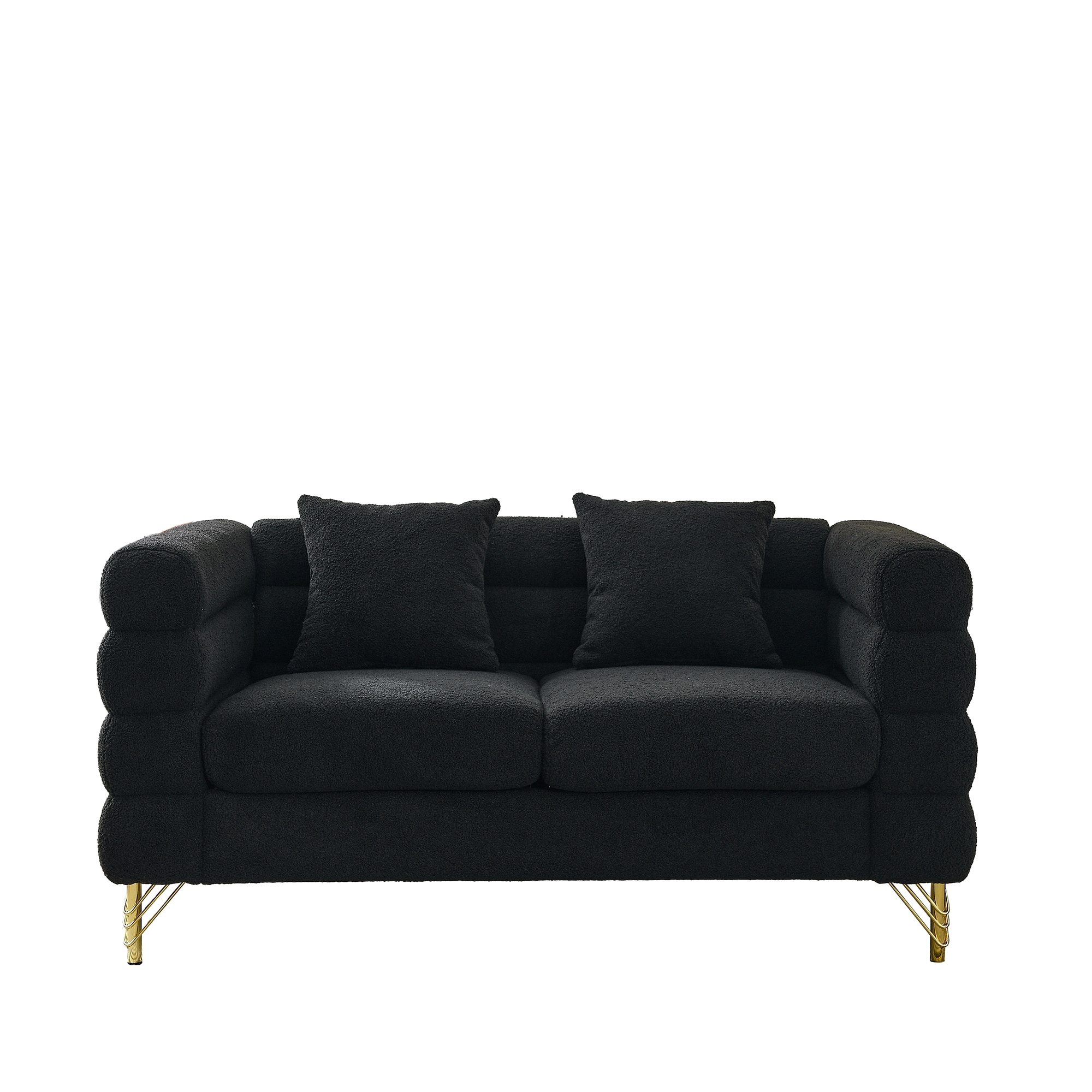 Bybafun YA3700290 60-in W Modern Black 2-seater Sectional