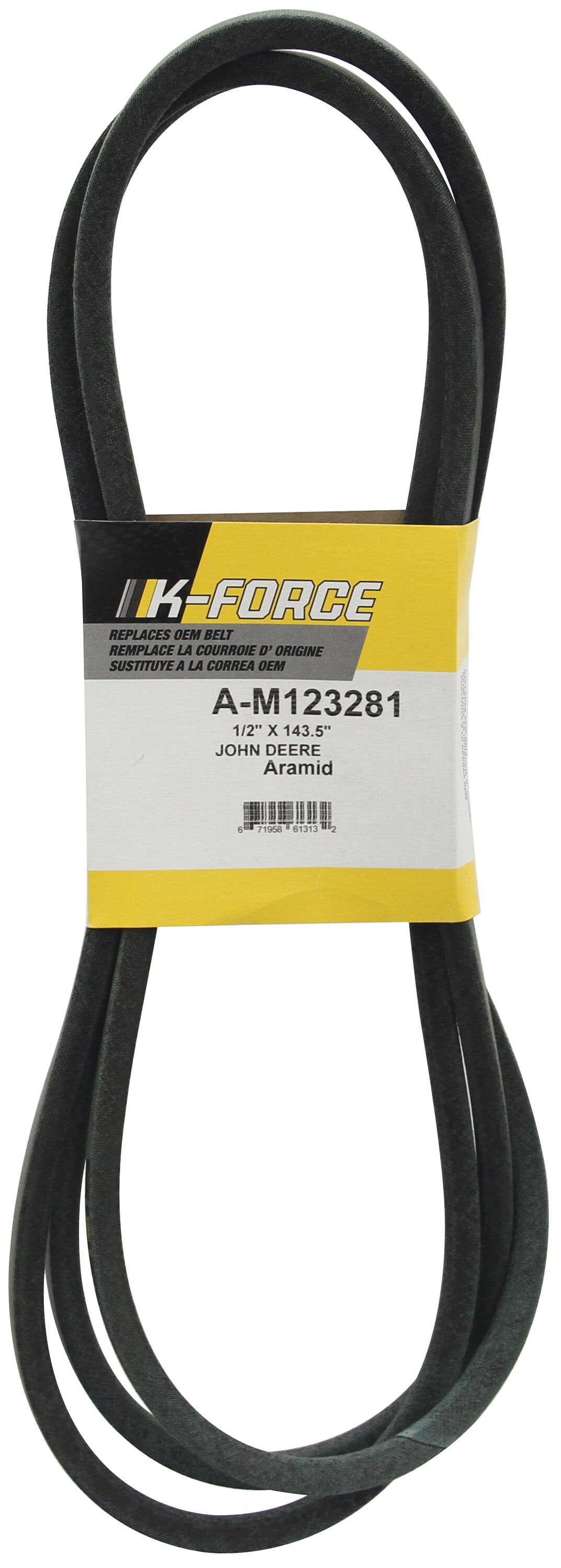 Sunbelt This is an aftermarket replacement Belt Deck 46 for EUROPRO John Deere Sabre equipment measures 1/2 x 143.5 and replaces OEM part number M123281.