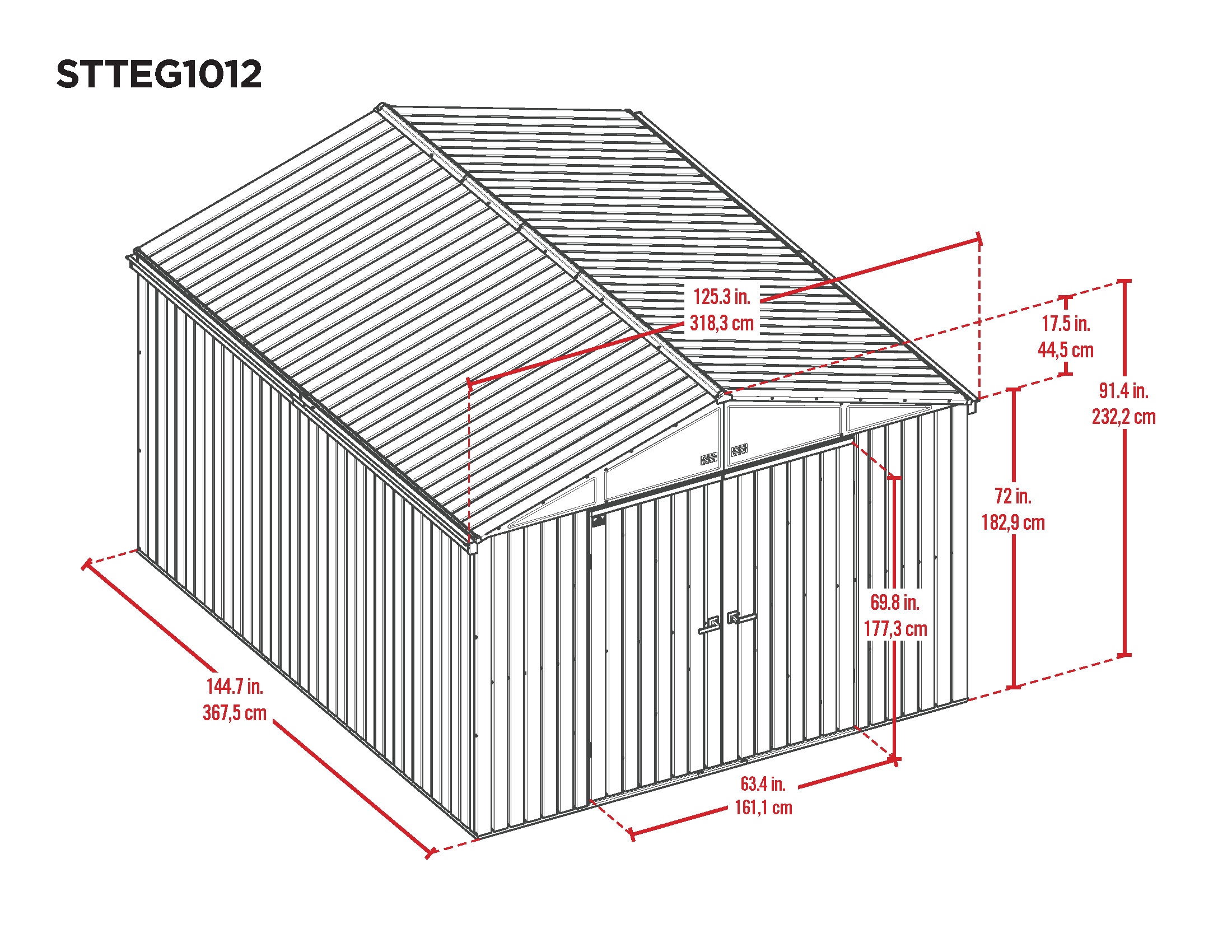 Green 10' x 12' Steel Lawn Care Storage Shed Kit