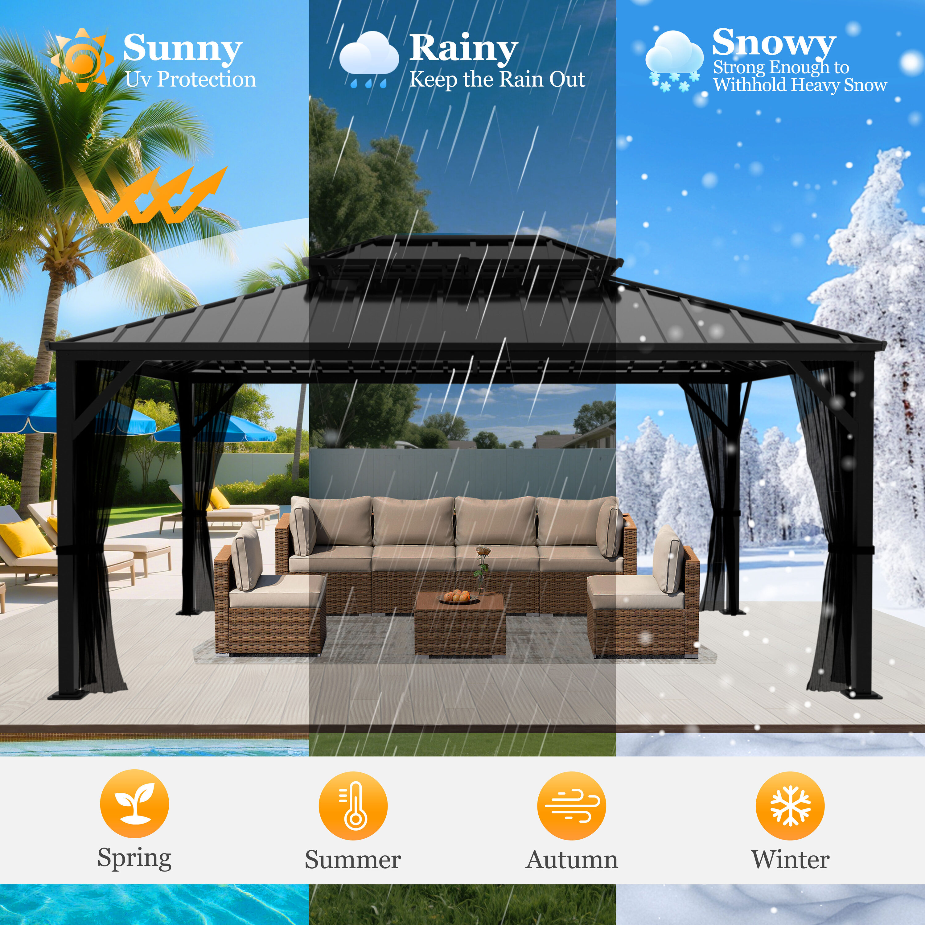 VEIKOUS PG0201-CT-1 Wood-Resin-Gazebos - View #5