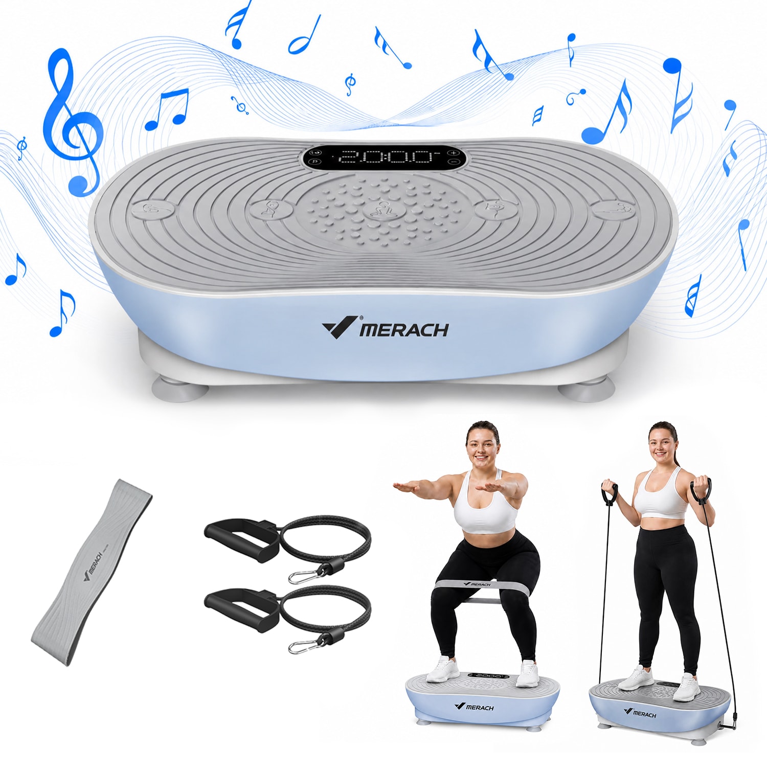 Merach  Vibration Plate for Lymphatic Drainage Weight Loss Muscle Activation LED Touch Screen Bluetooth Plate Vibration