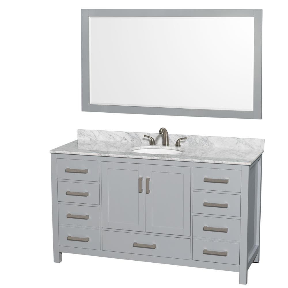 Wyndham Collection Sheffield 60-in Gray with Brushed Chrome Trim ...