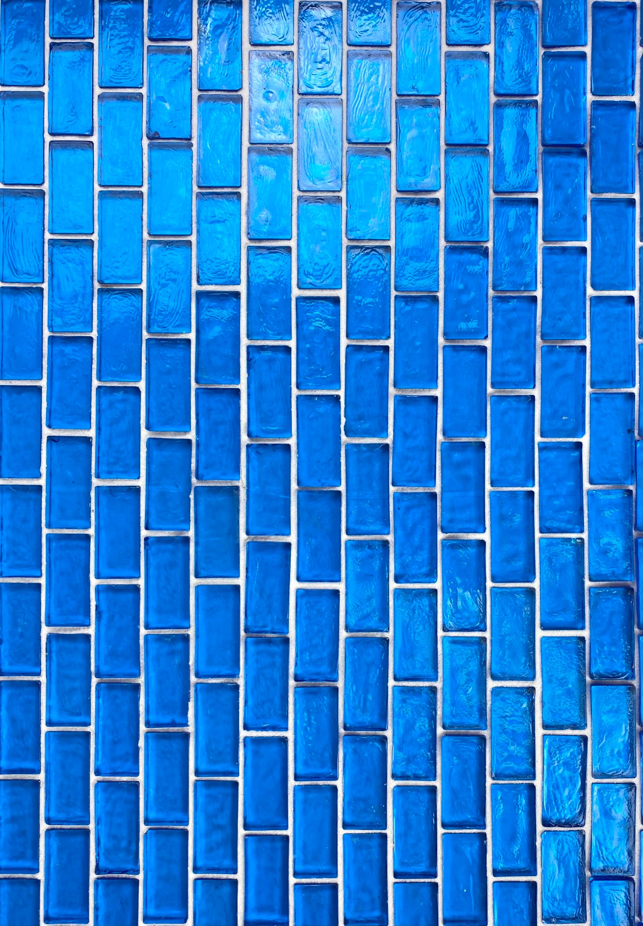 Abolos LWSFFL0102-OB Recyled Ocean Blue 12-in x 12-in Glossy Glass Brick look Mosaic Wall Tile ( 12-sq ft Carton )