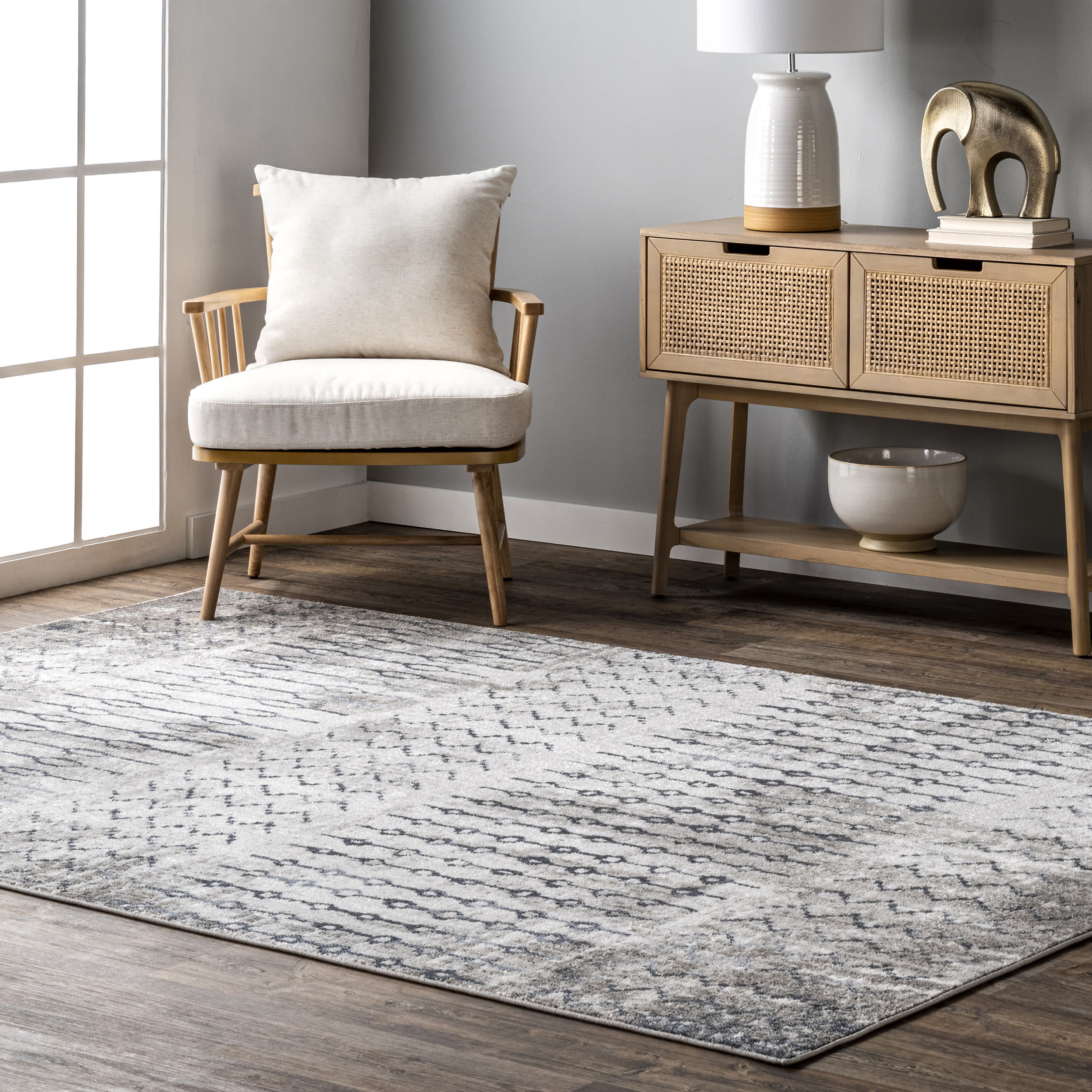 nuLOOM LPBL03A-406 Campbell 4 x 6 (ft) Loomed Polypropylene Blue Rectangular Indoor Geometric Area rug