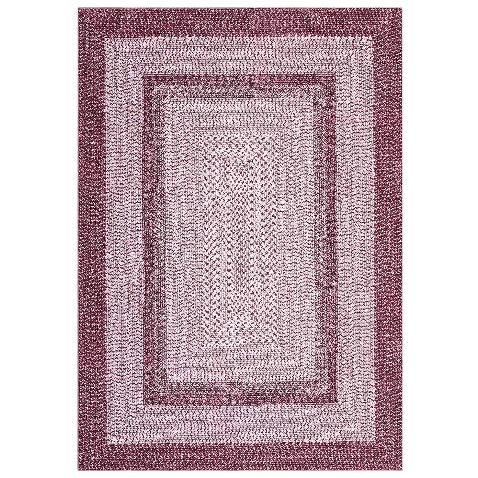 WhizMax SUNNY-PHO-1168V5MS 2 x 6 ft Polyester Pink Rectangular Living Room Bedroom Laundry Bathroom Kitchen Hallway Geometric Bordered Modern Machine Washable Runner Rug