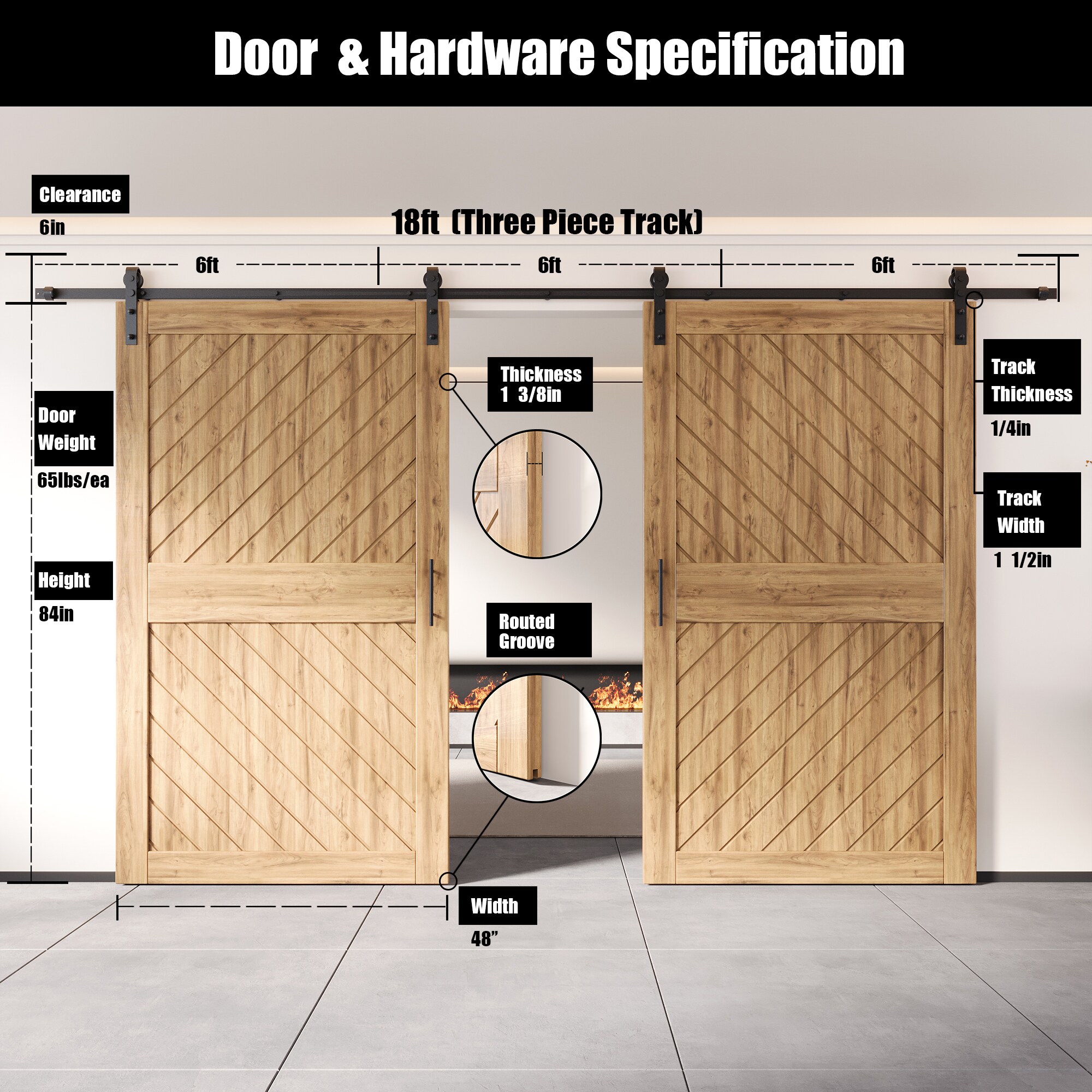 HOMACER YT2TGH216C-XT3-4884 Barn-Doors - View #2