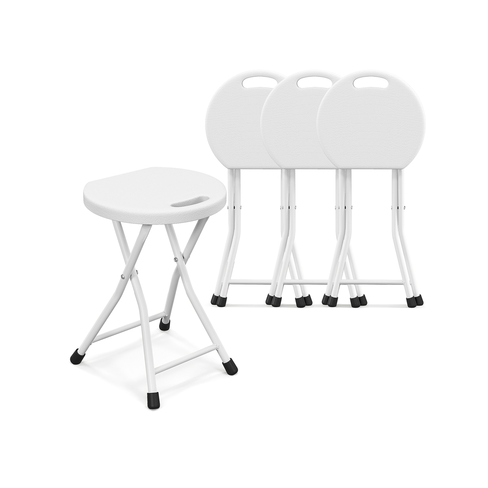 Slickblue D-CO-4-HW53111PN 1-Pack Silver Residential Folding Stool with HDPE Seat For Camping Fishing Picnic Outdoor Use- 4 Pieces