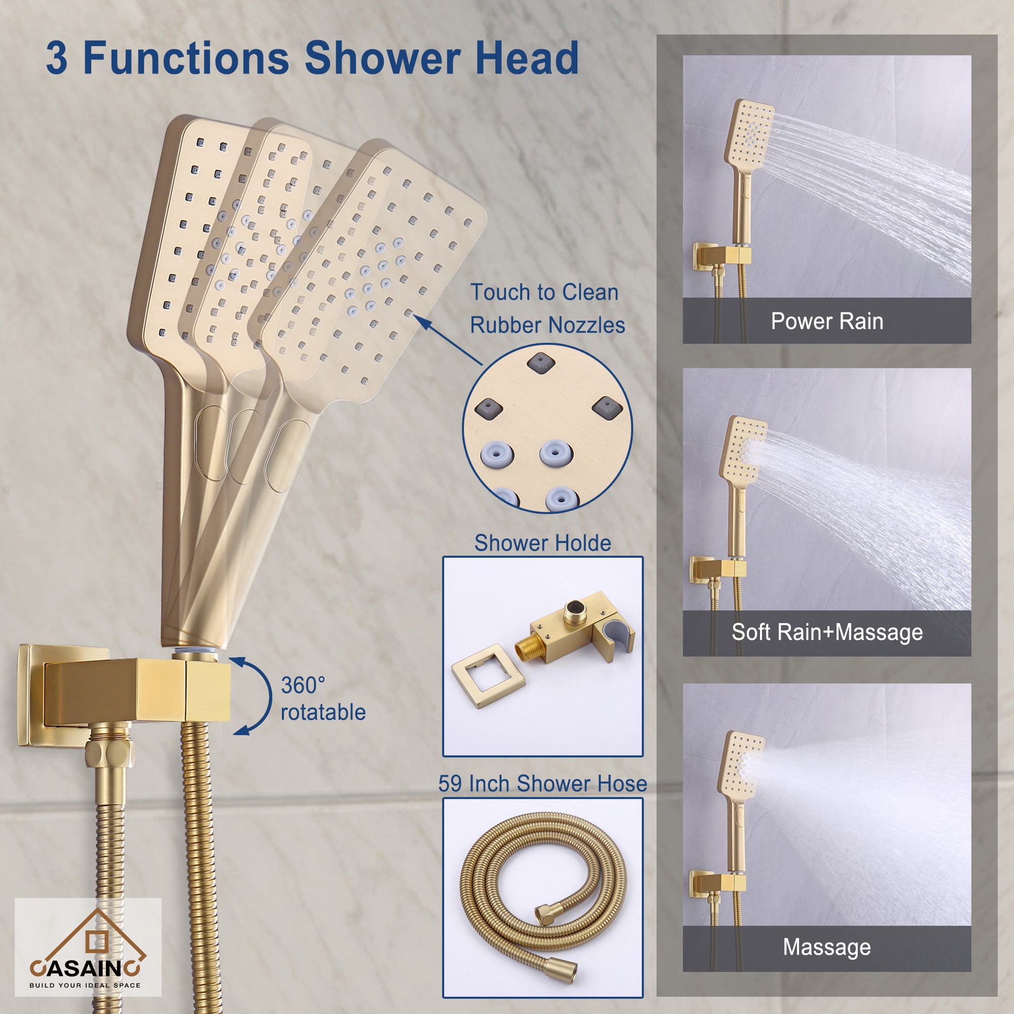 CASAINC MCS96-BG Showerhead-Bar-Panels - View #6