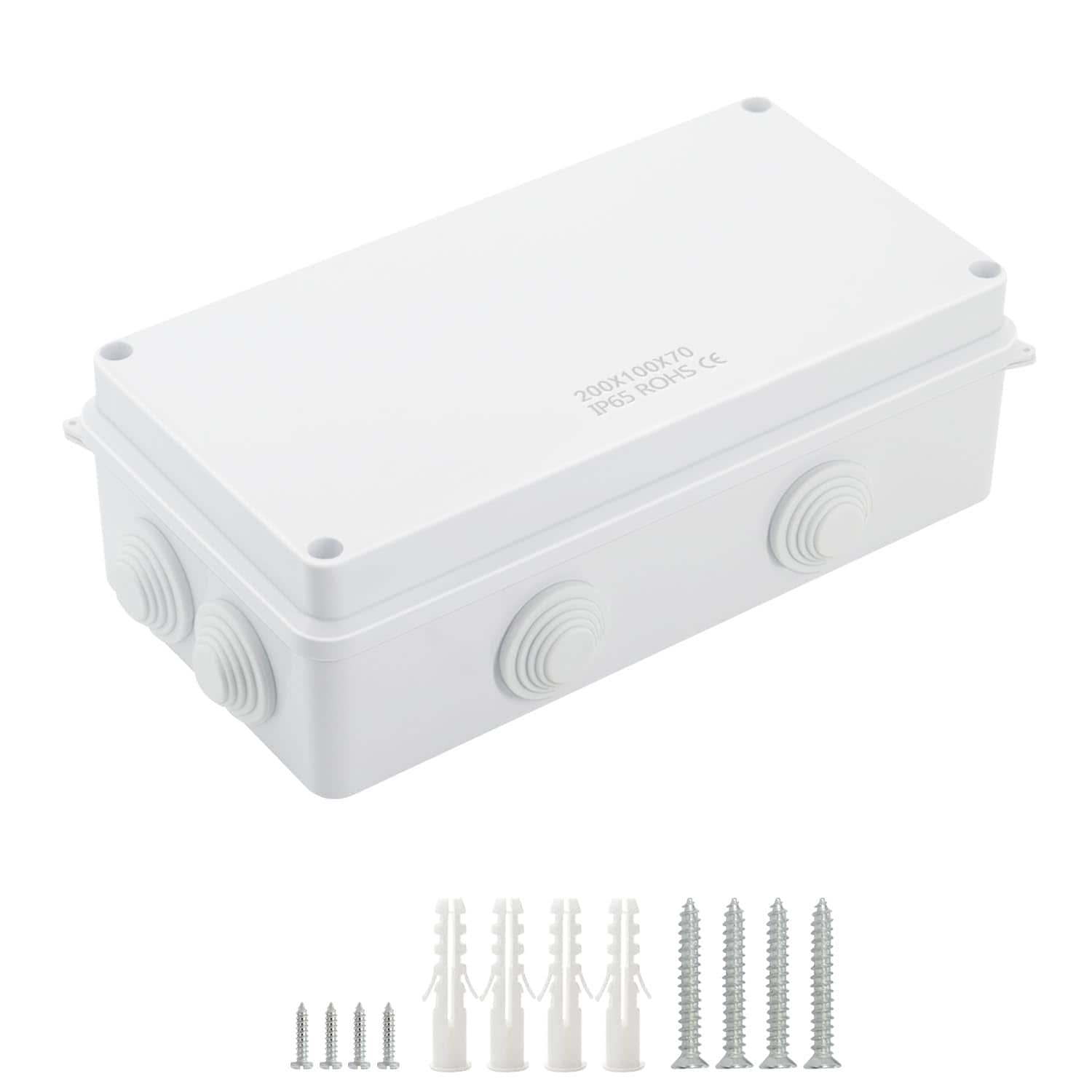 Misopily ABS Plastic Dustproof Waterproof IP65 Rated Junction Box Electrical Project Enclosure White Seven point nine by Three point nine by Two #LMS0821M023
