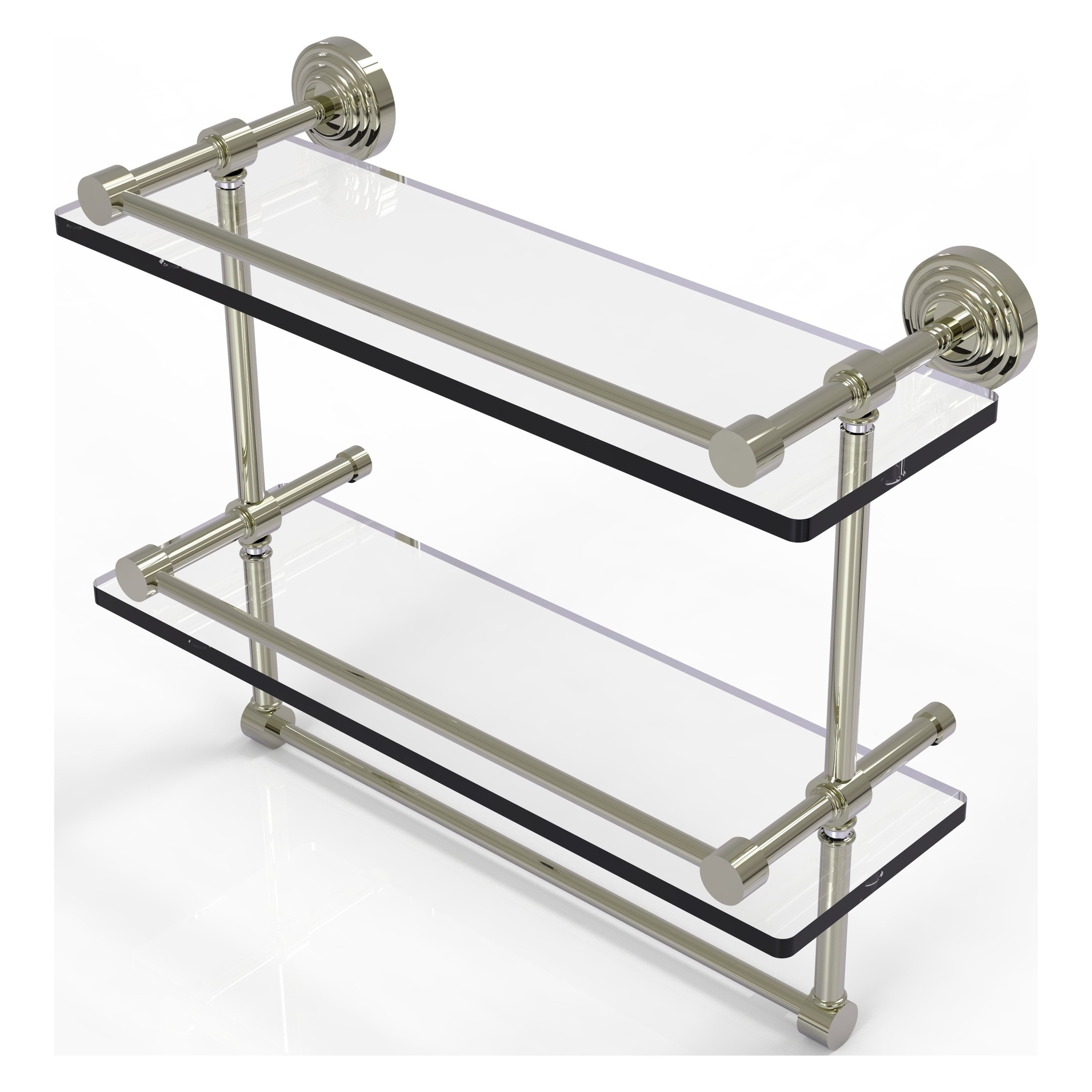Allied Brass WP-2TB/16-GAL-PNI Waverly Place Polished Nickel 2 -Tier Wall mount Bathroom Shelf ( 16-in x 12-in x 5-in )