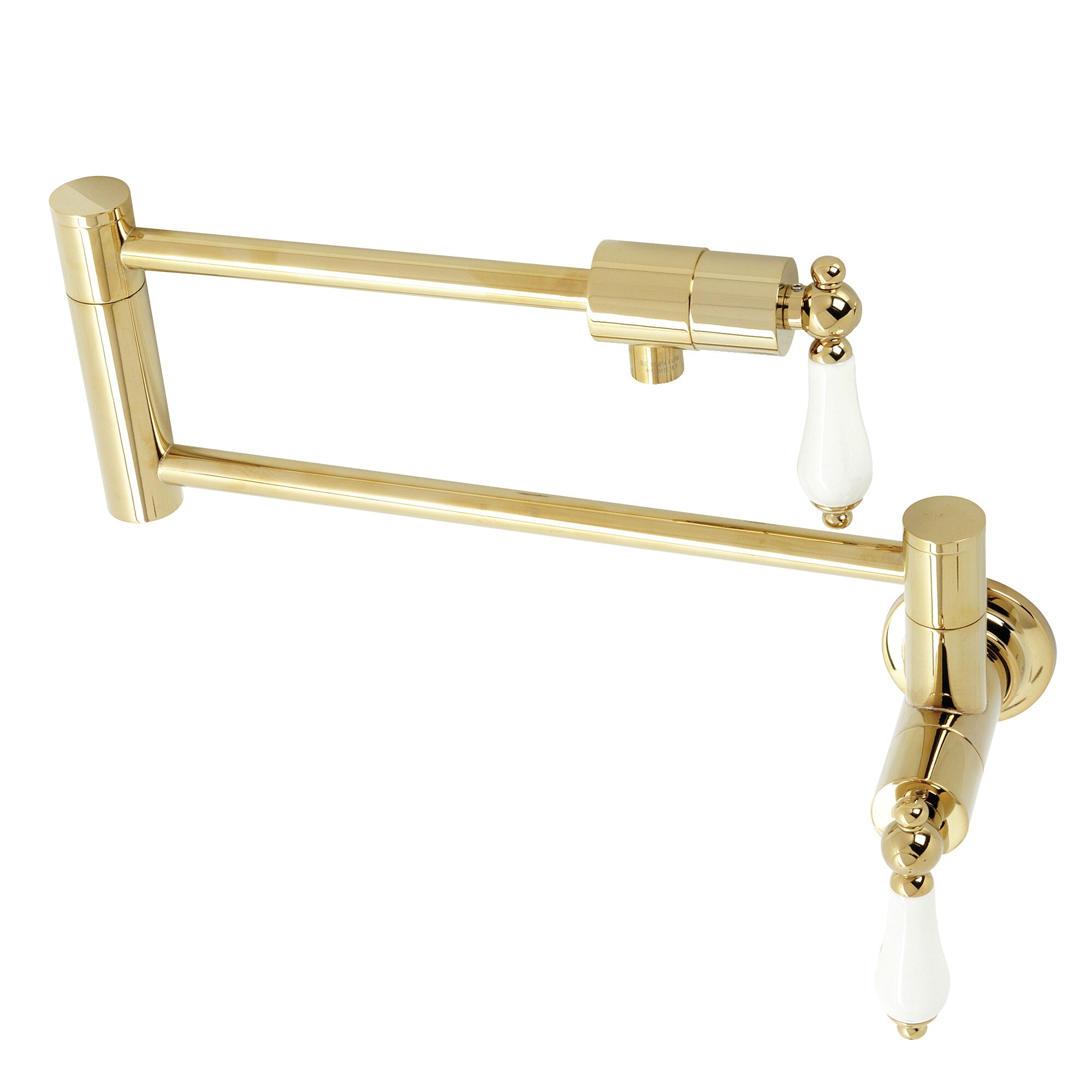 Kingston Brass WLKS4102PL Metropolitan Polished brass Double Handle Wall-mount Pot Filler Kitchen Faucet with Sprayer