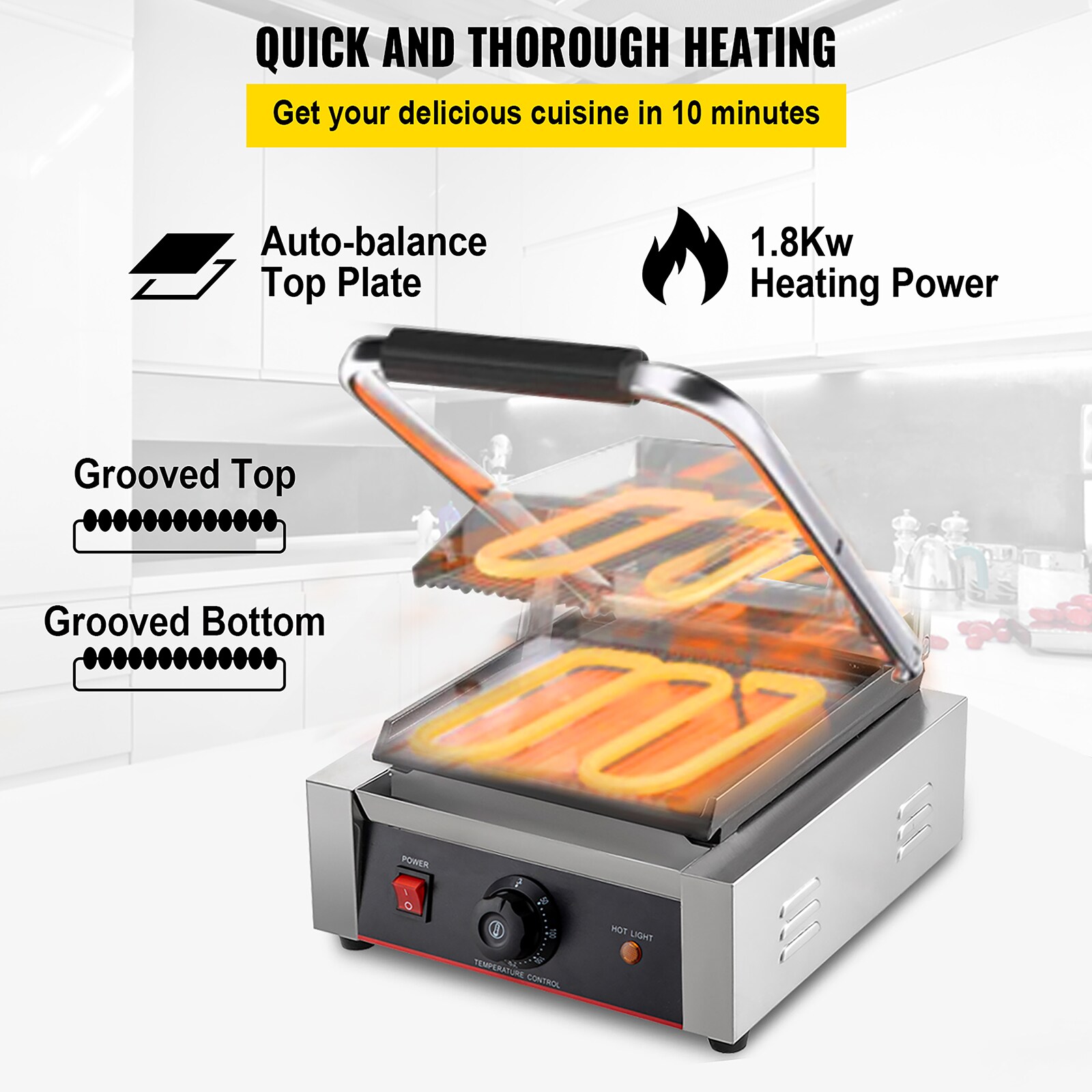 600W Electric Double Layer Heating Sandwich Maker and Waffle Maker