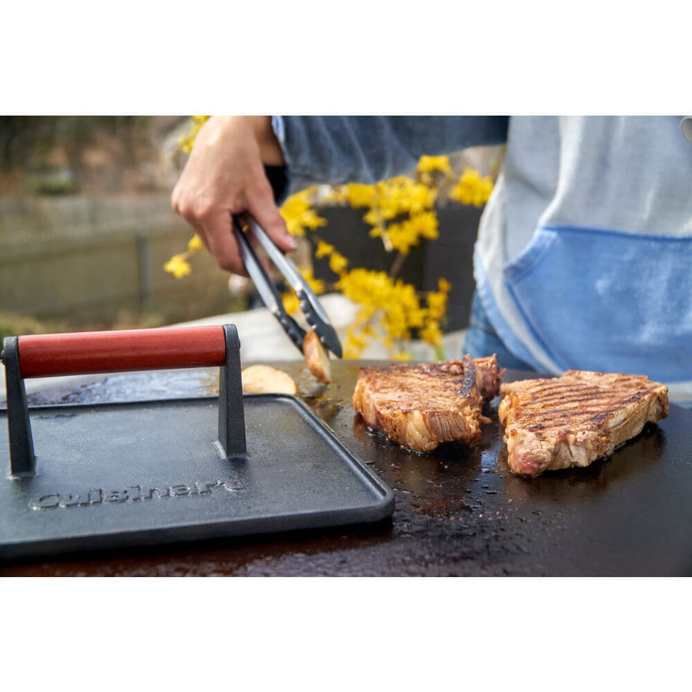 Cast Iron Meat Press, Barbecue Steak Circular Meat Pressing Plate, Steak  Pressing Plate, Outdoor Camping Picnic Hiking, Kitchen Stuff Cookware  Barbecue Tool Accessories - Temu