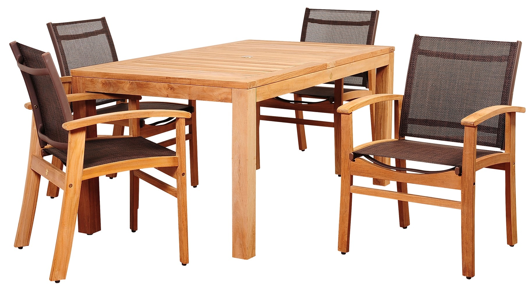 Envelor EN-IH-DEV5PC Amazonia 5 -Piece Brown Patio Dining Set Wood Rectangle Table with 4 Stationary Chairs