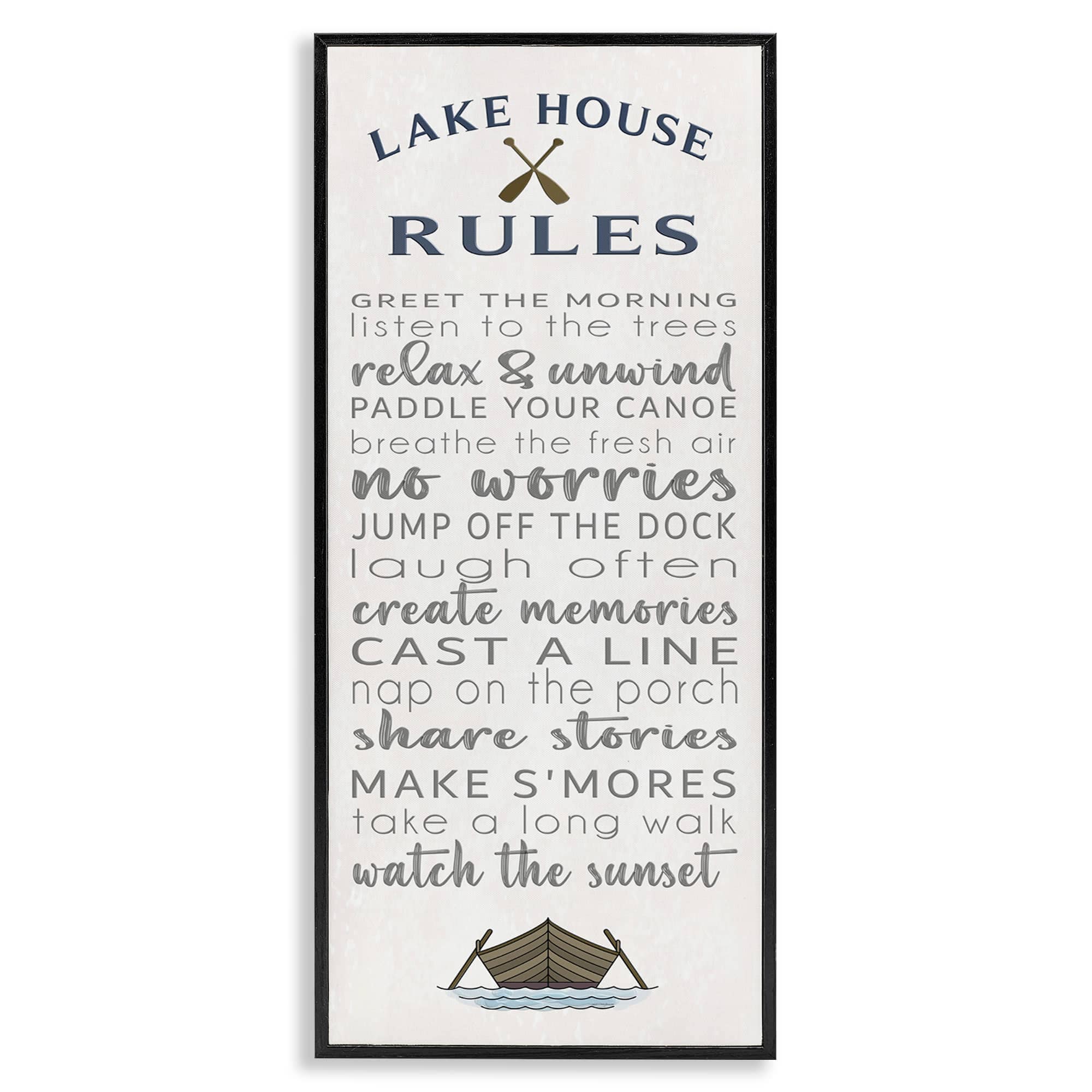 Stupell Industries BT-583-FR-10X24 Fun Lake House Rules Framed Giclee design by Seven Trees Design