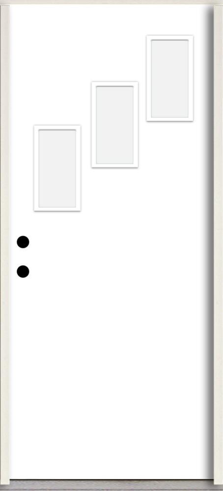 RELIABILT LO1062420 Spotlights 32-in x 80-in x 4-5/8-in Fiberglass 1/4 lite Right-hand inswing Primed Unfinished Prehung Front Door Insulating core